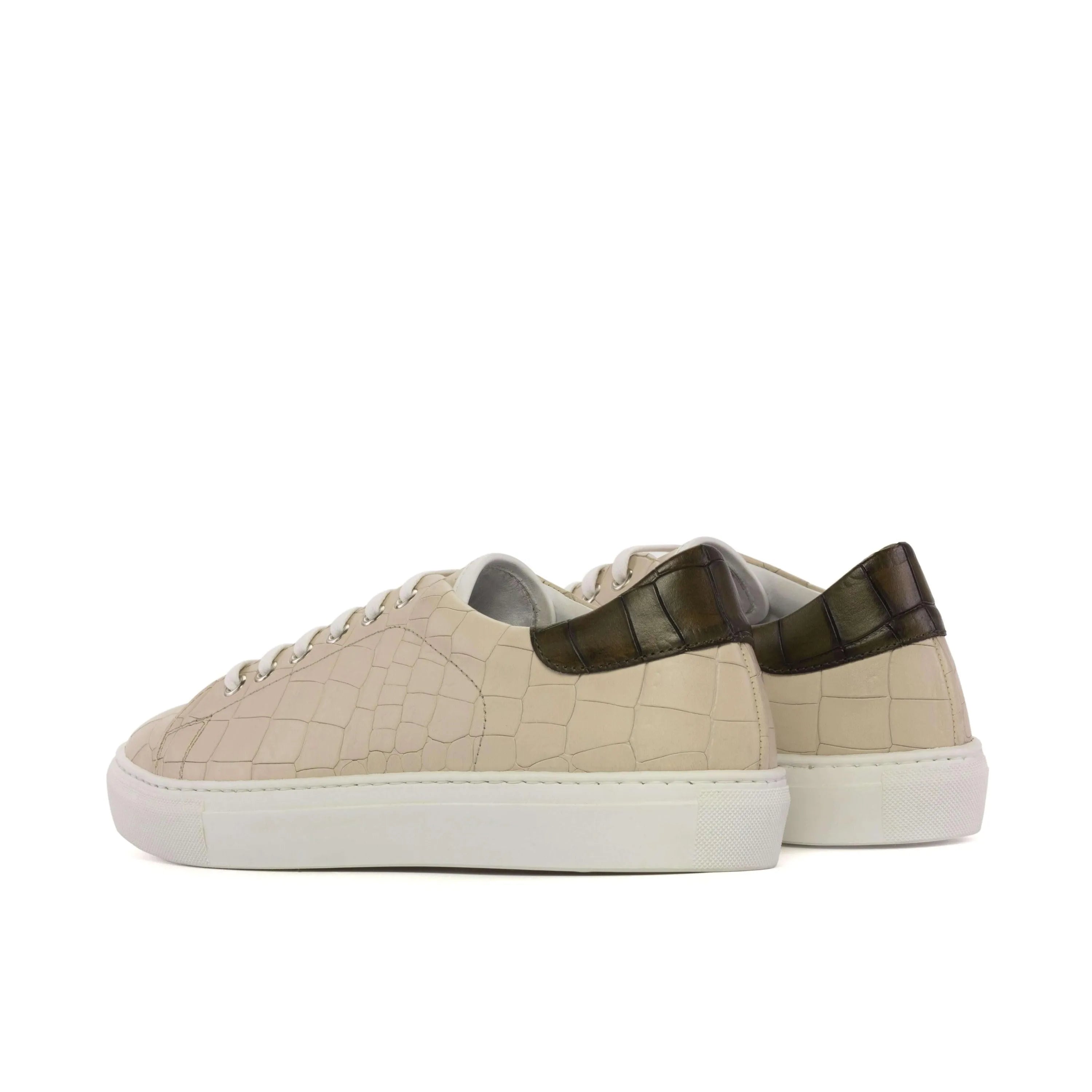 Beige painted croco cupsole trainer sneaker 1720 model