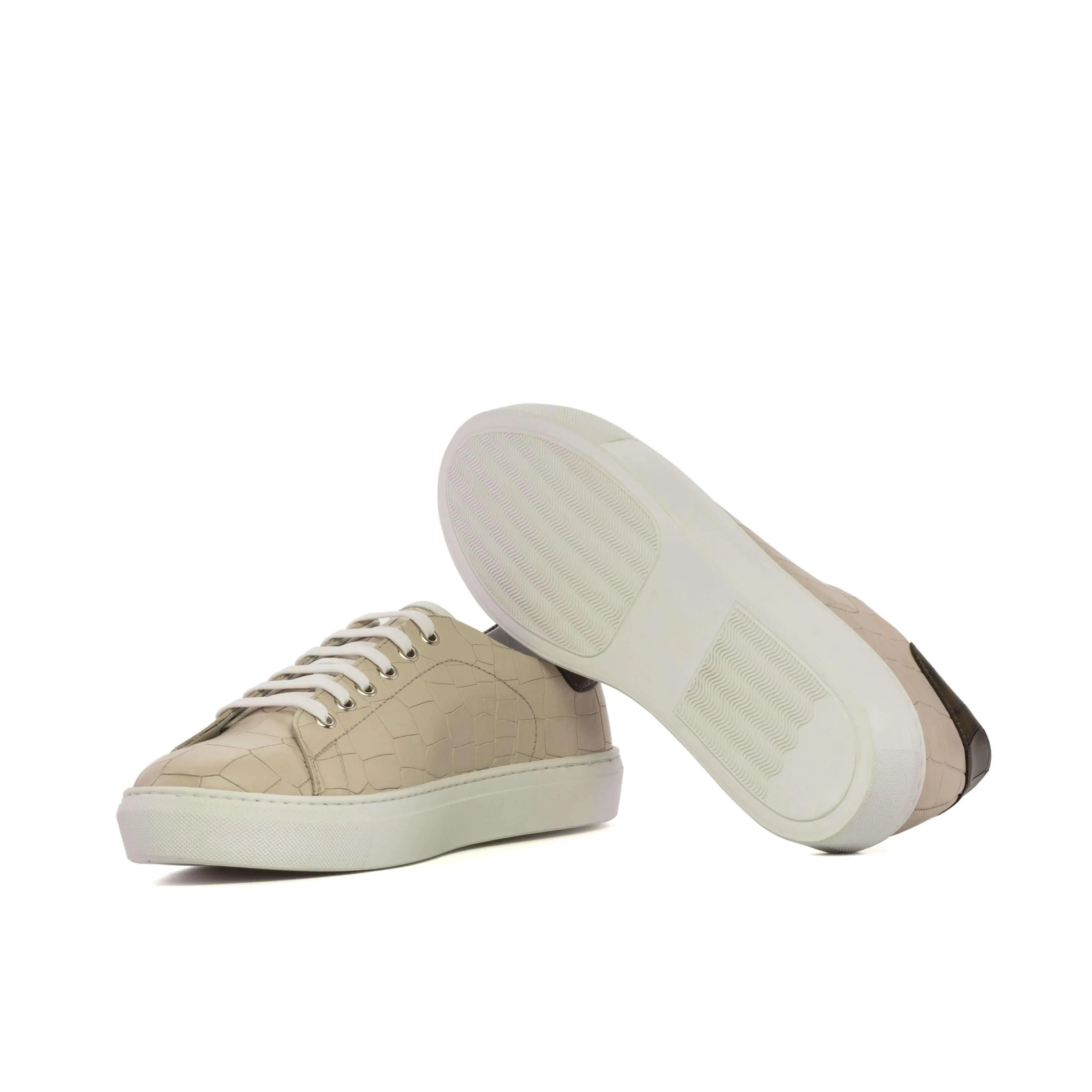 Beige leather 1720 trainer sneaker with cupsole design