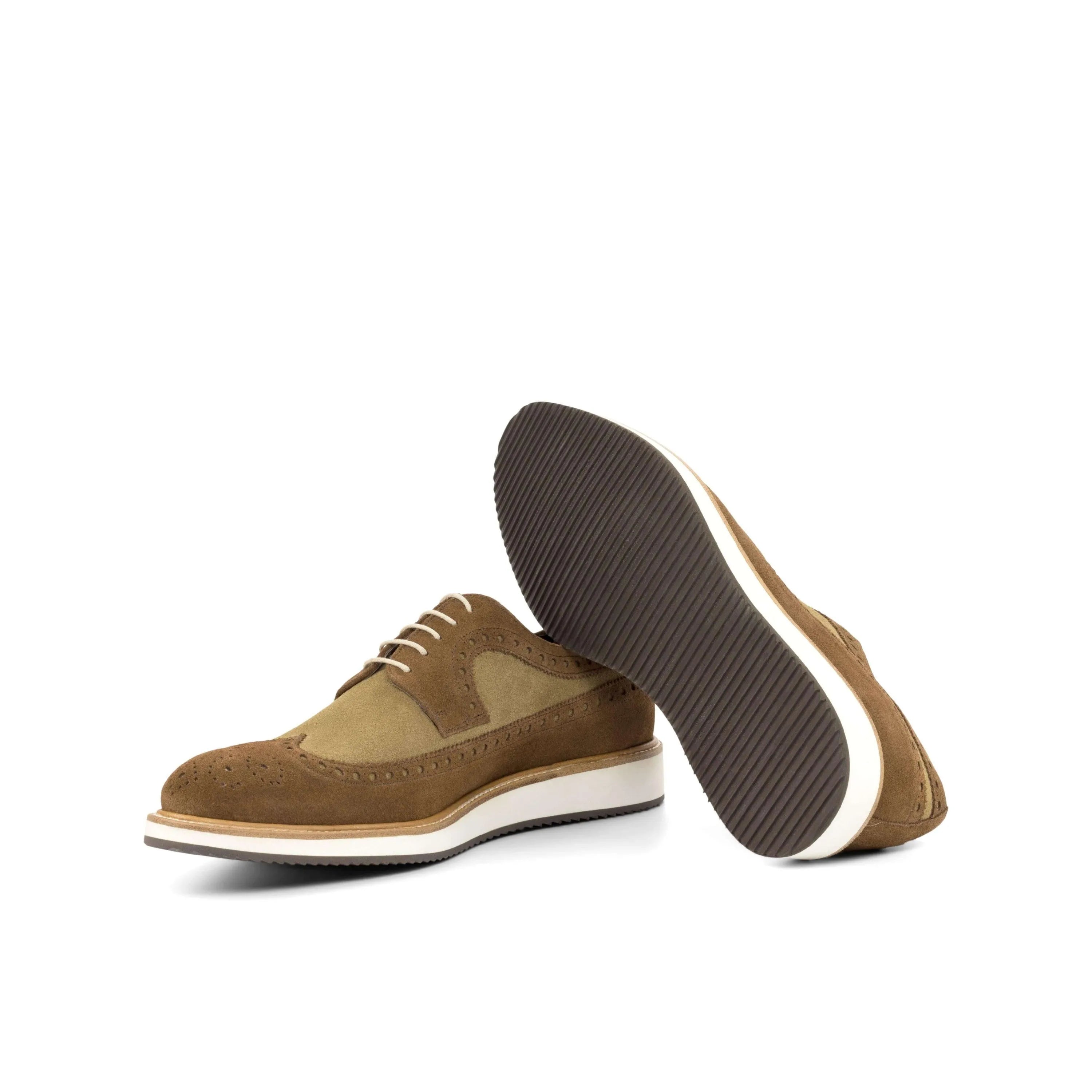 99G Longwing Blucher brown and tan leather wingtip shoes