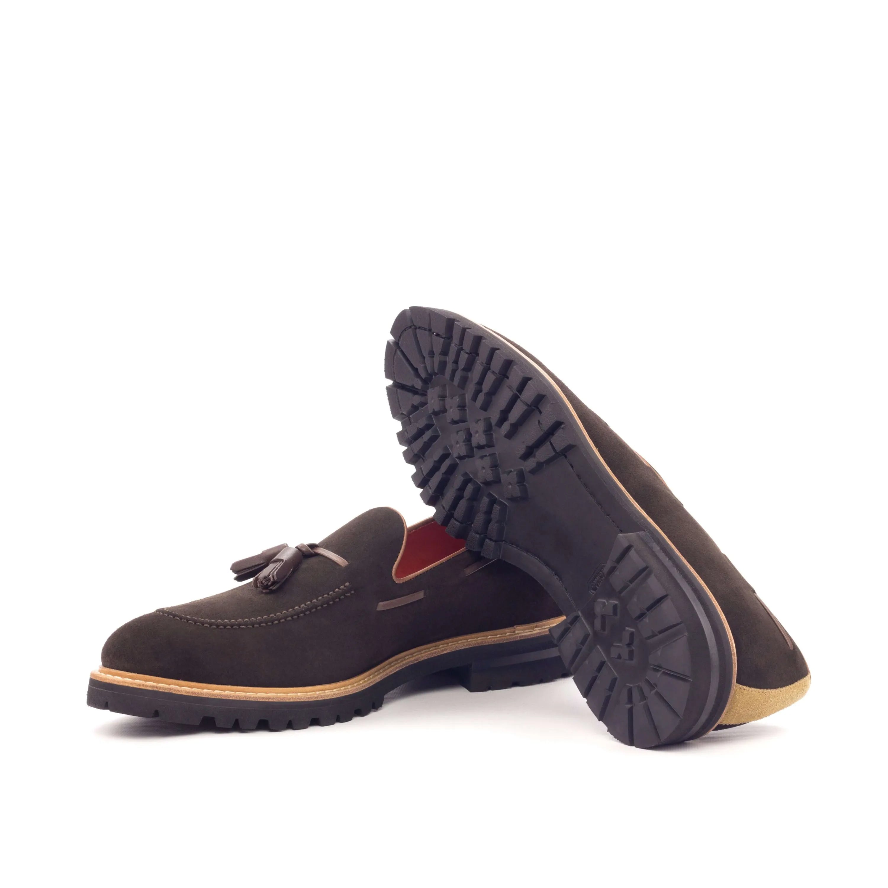 Brown suede tassel Achilles loafers II, luxury bespoke shoes for men