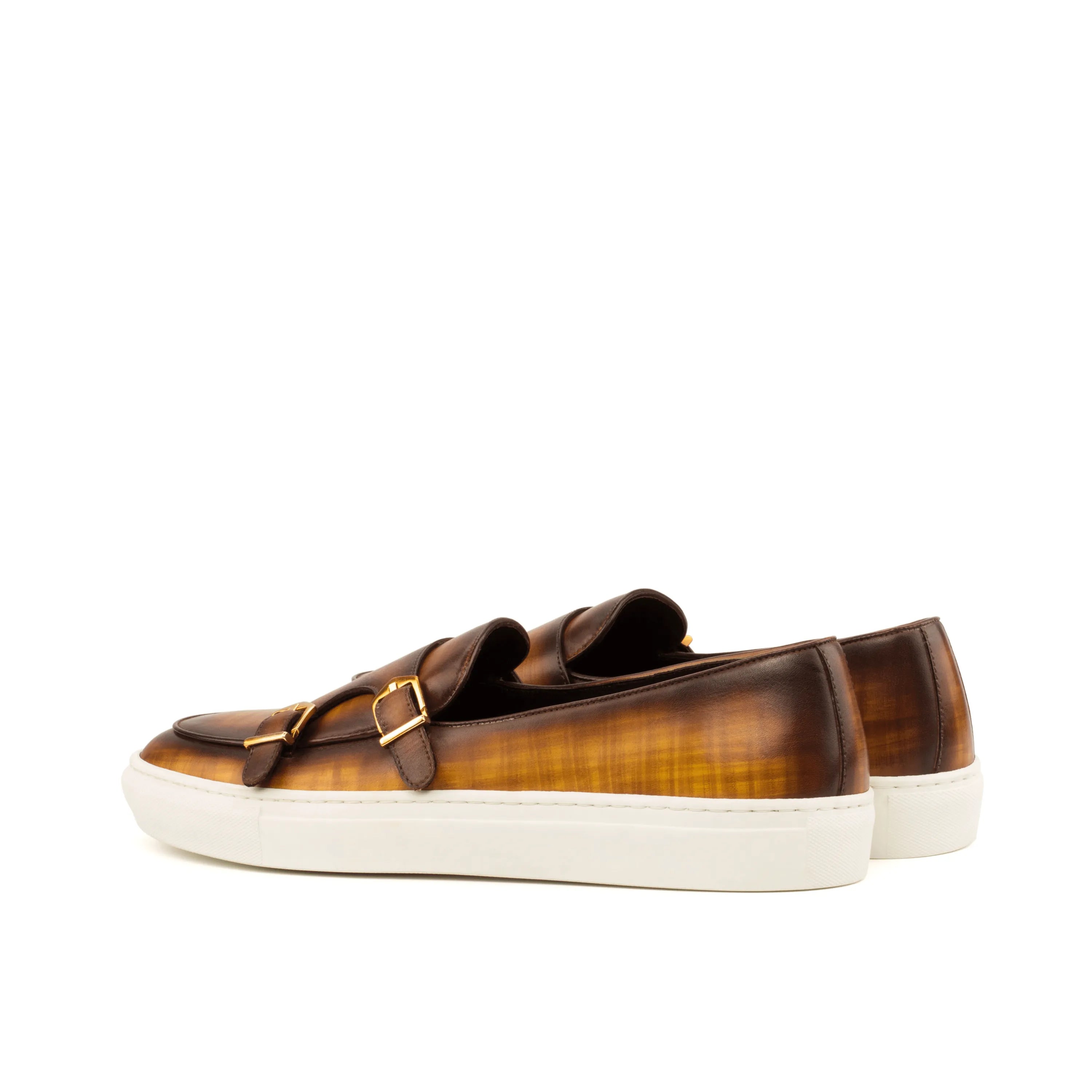 Aelred patina monk sneaker II brown leather double monk sneakers