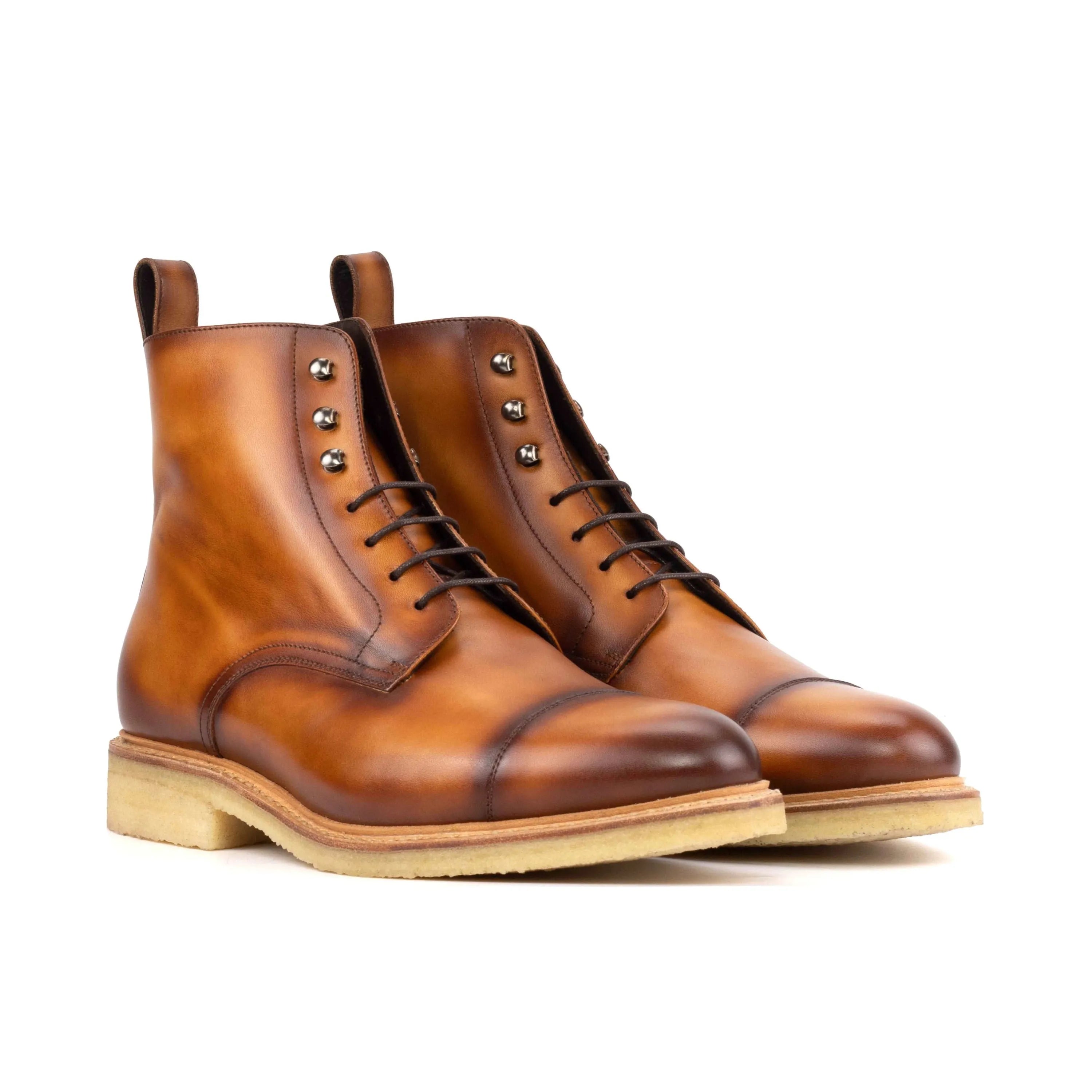 Pair of brown leather lace-up Allisio Jumper Boots II