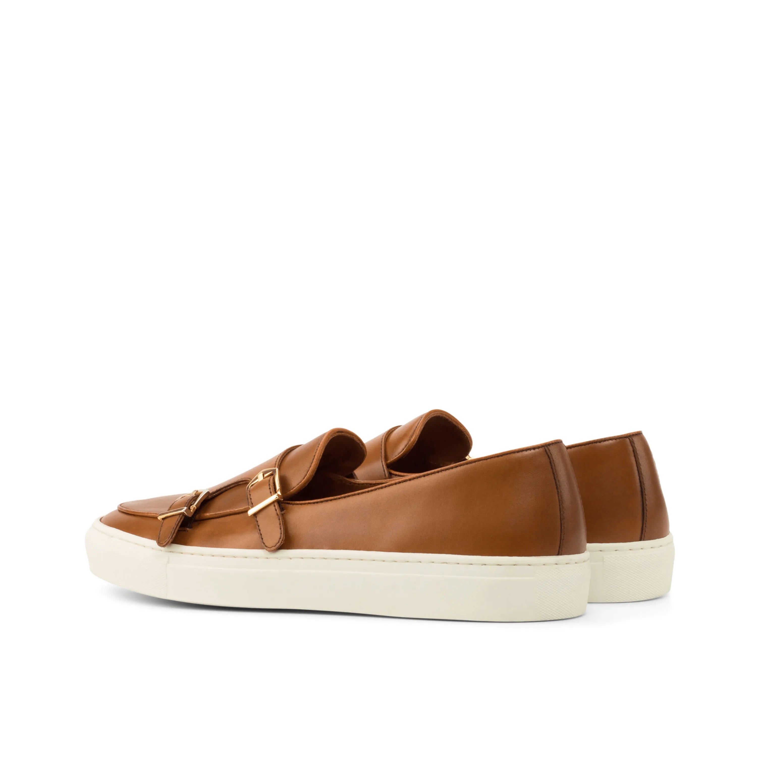 Alriva monk sneaker: brown leather monk strap sneakers