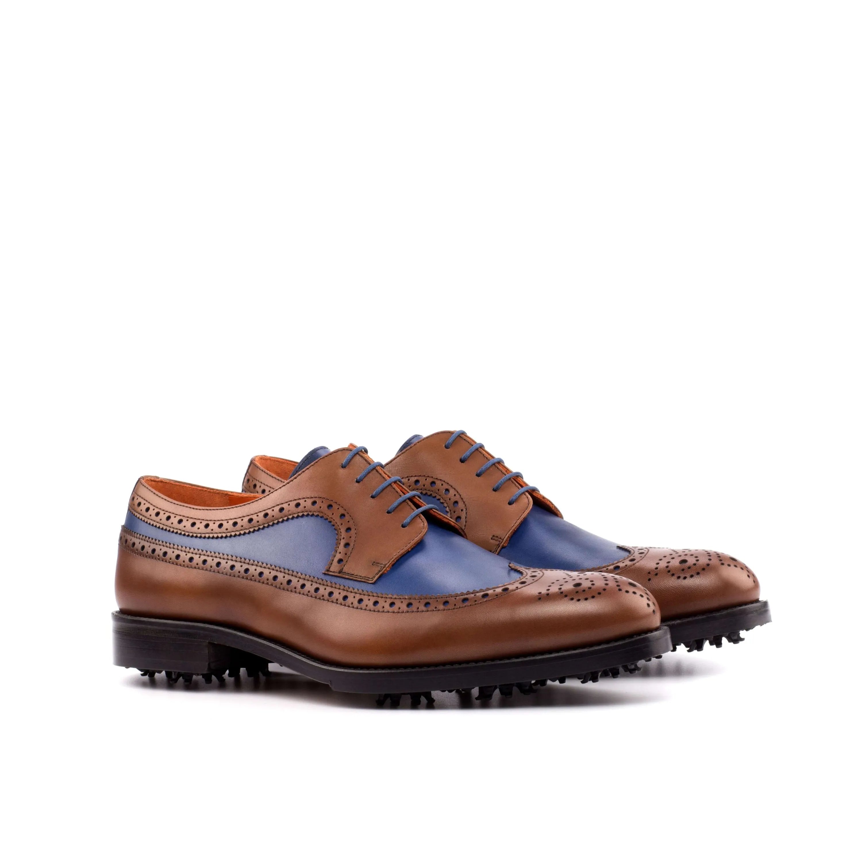 Two-toned Andy Longwing Blucher golf shoes back view