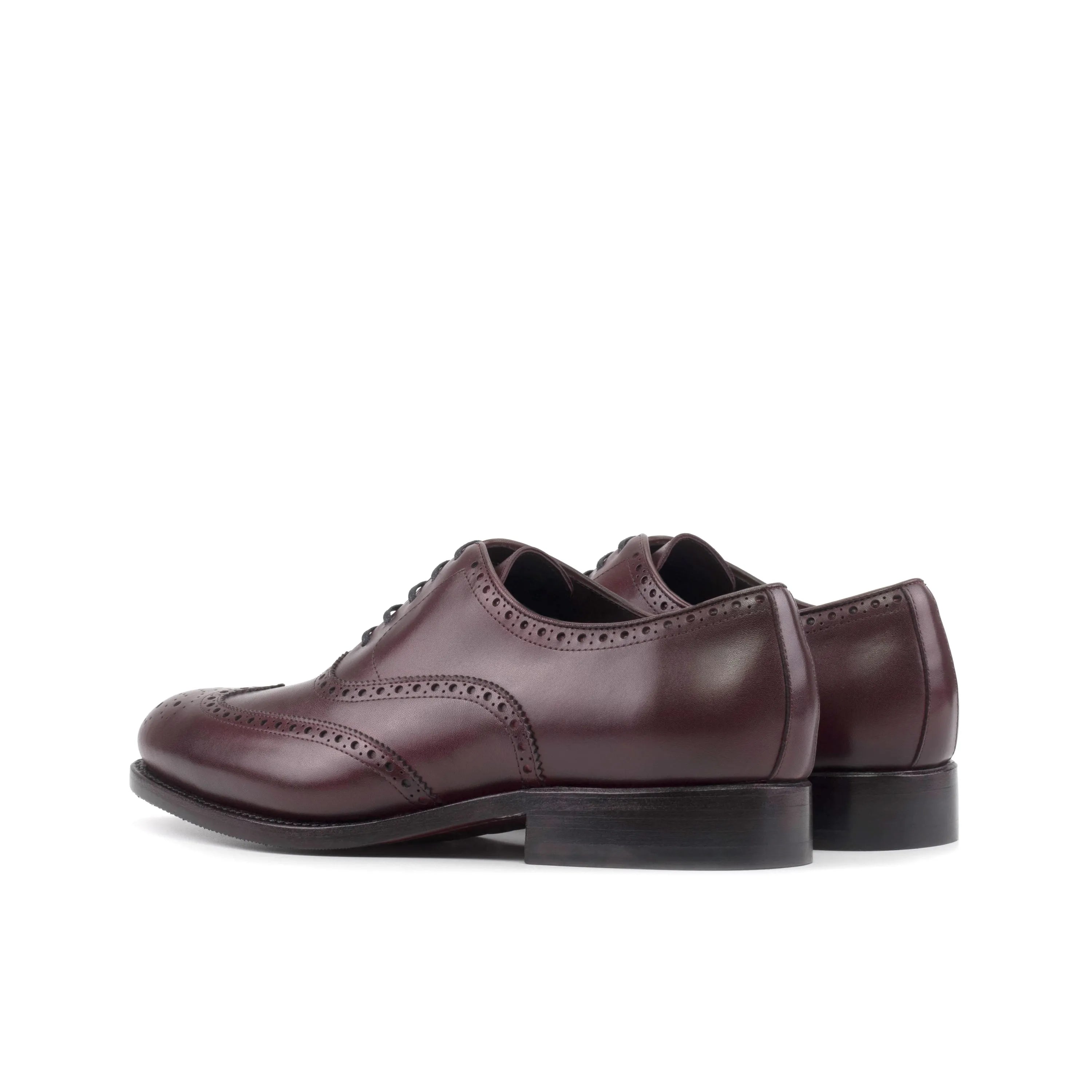 Borock full brogue burgundy leather wingtip dress shoes