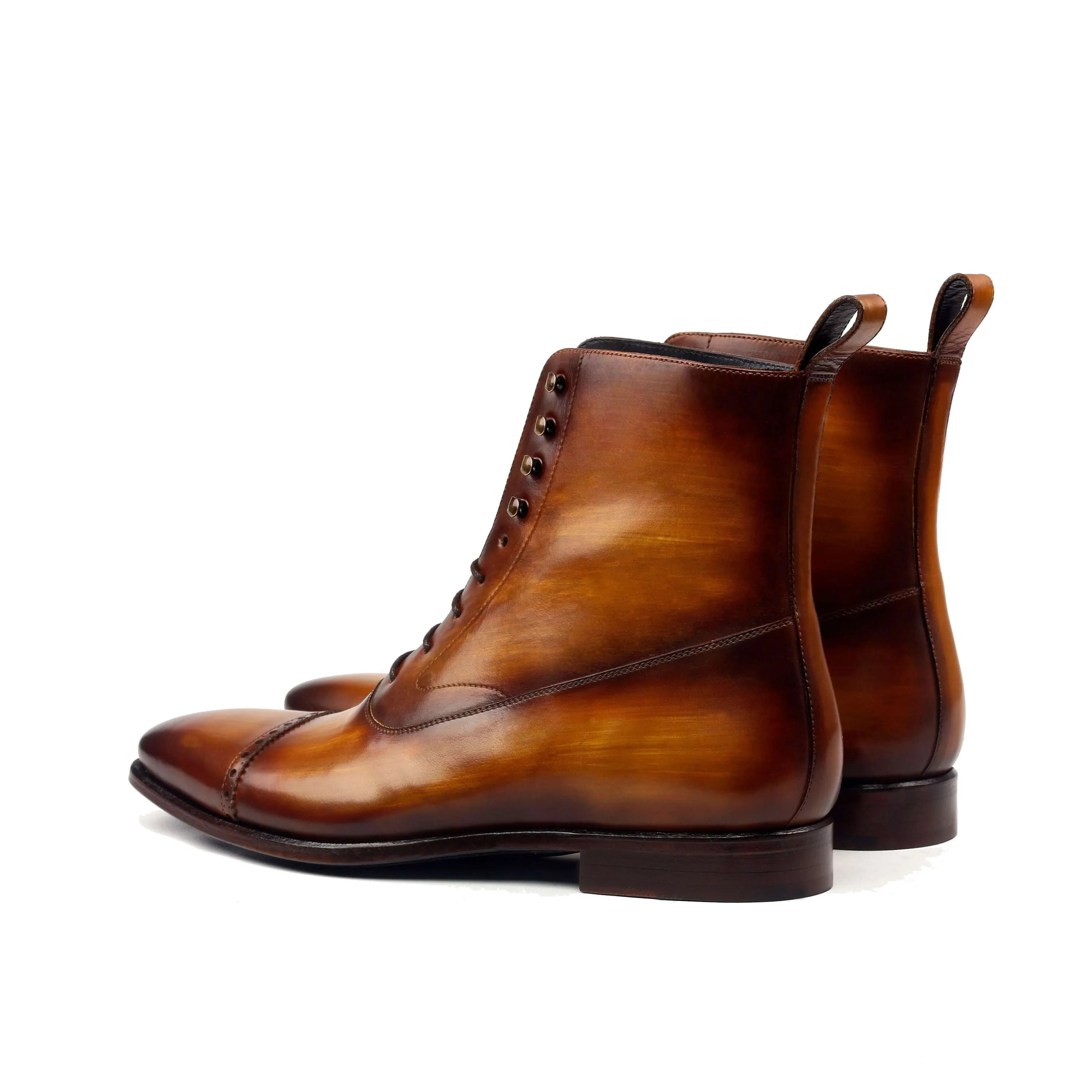 Chalky W Balmoral Boots II brown leather lace-up luxury bespoke shoes for men
