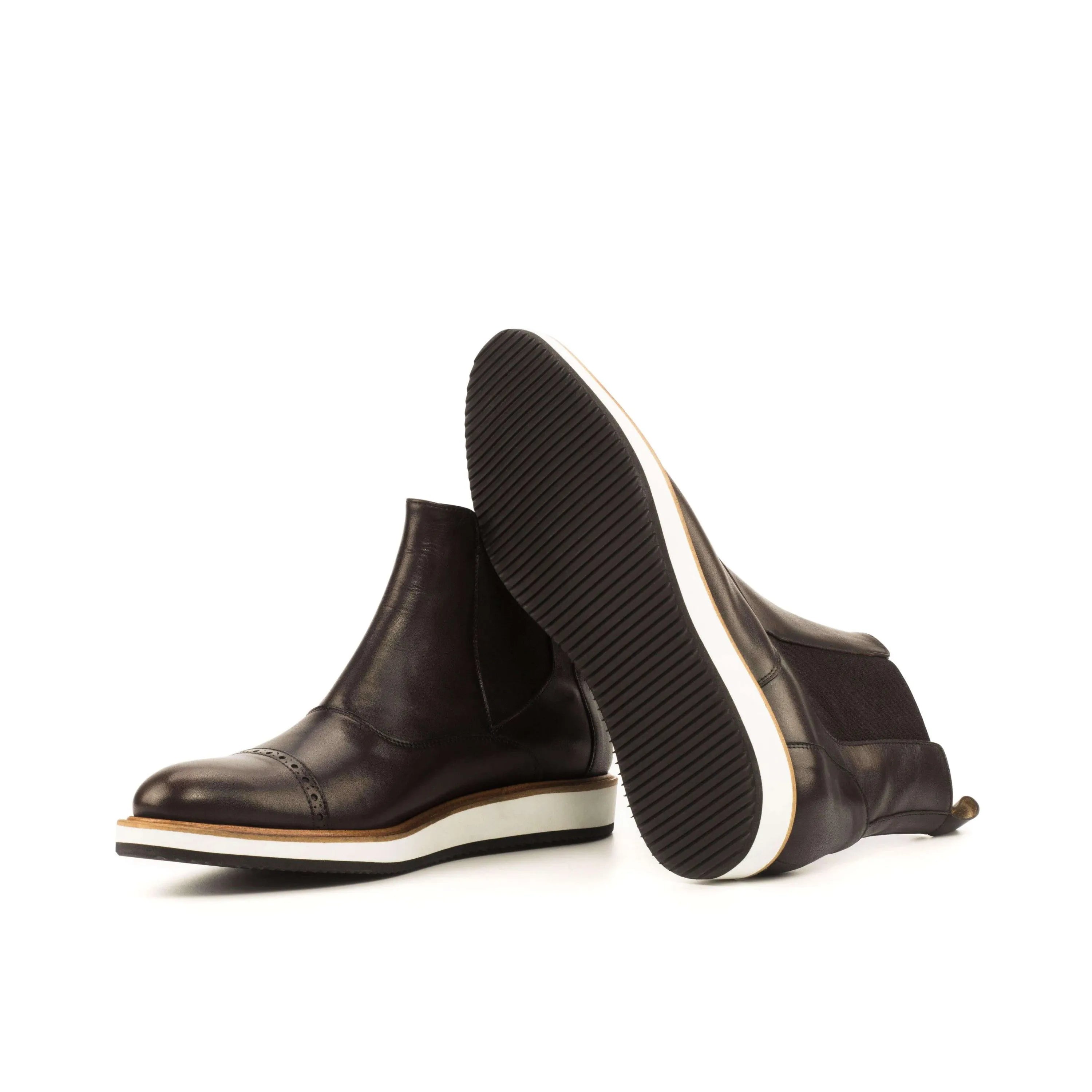 Brown Choovio Chelsea Boots II leather back view