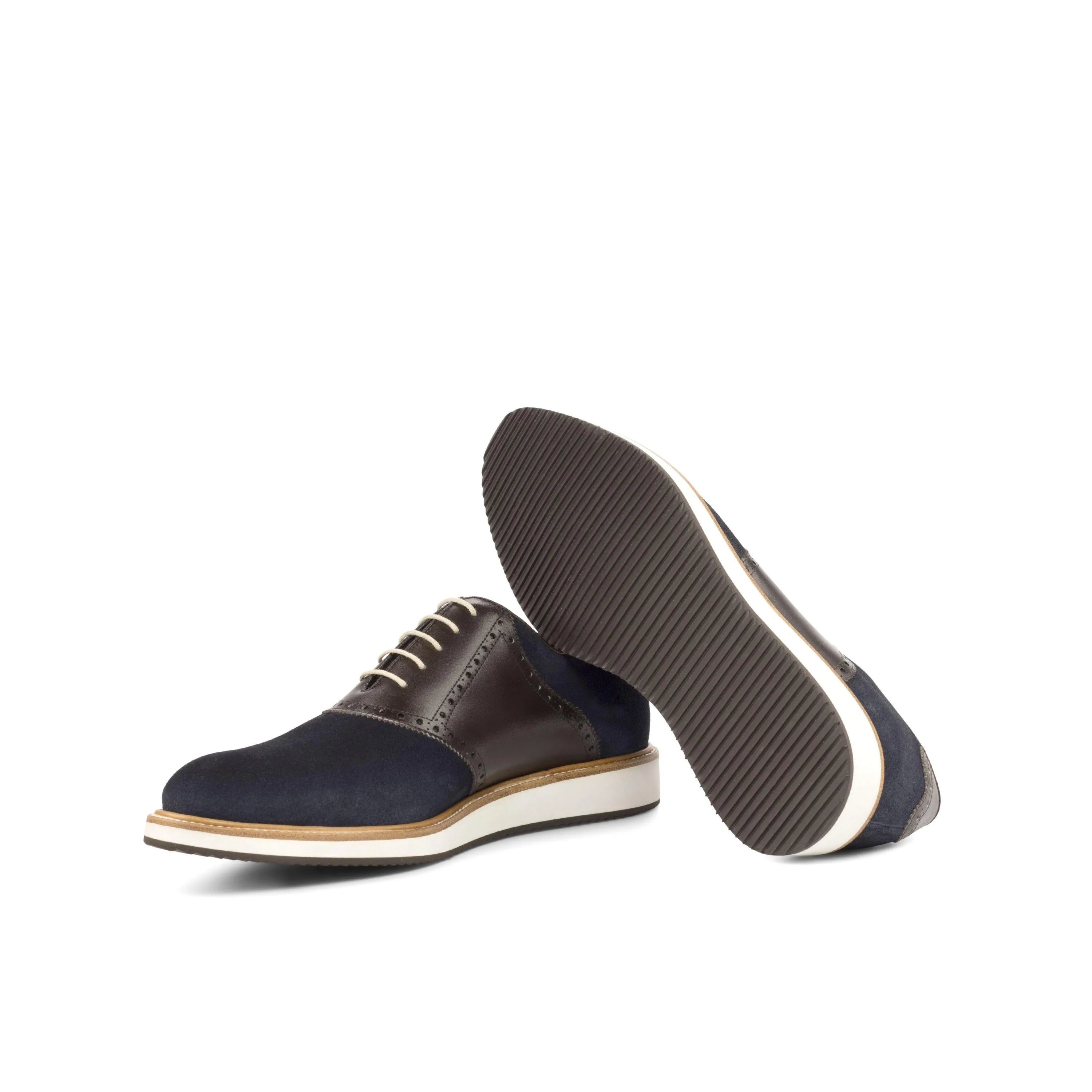 D49 saddle shoes two-tone leather dress shoes back view