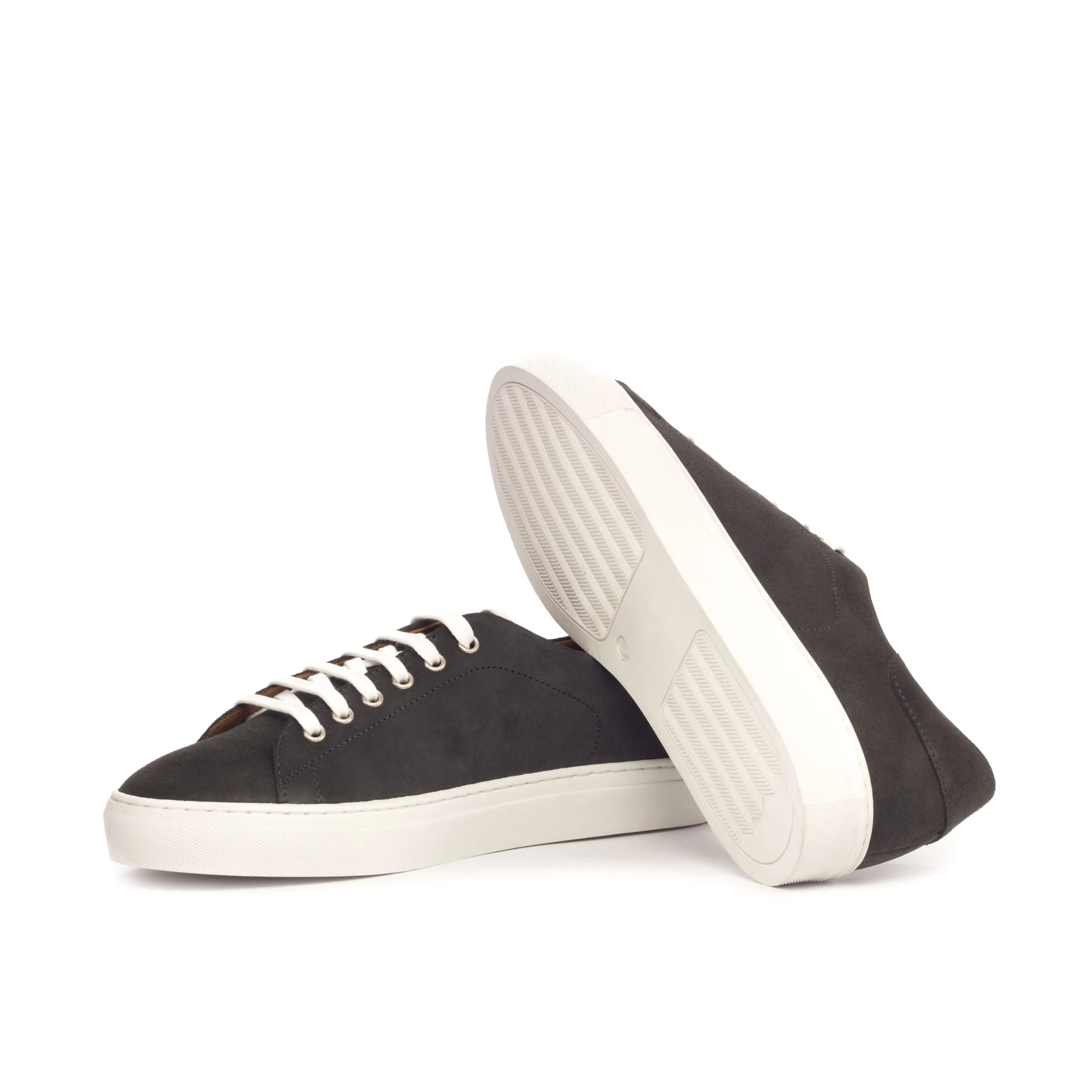 Dailama trainer sneakers: black canvas cupsole trainer with white soles and laces