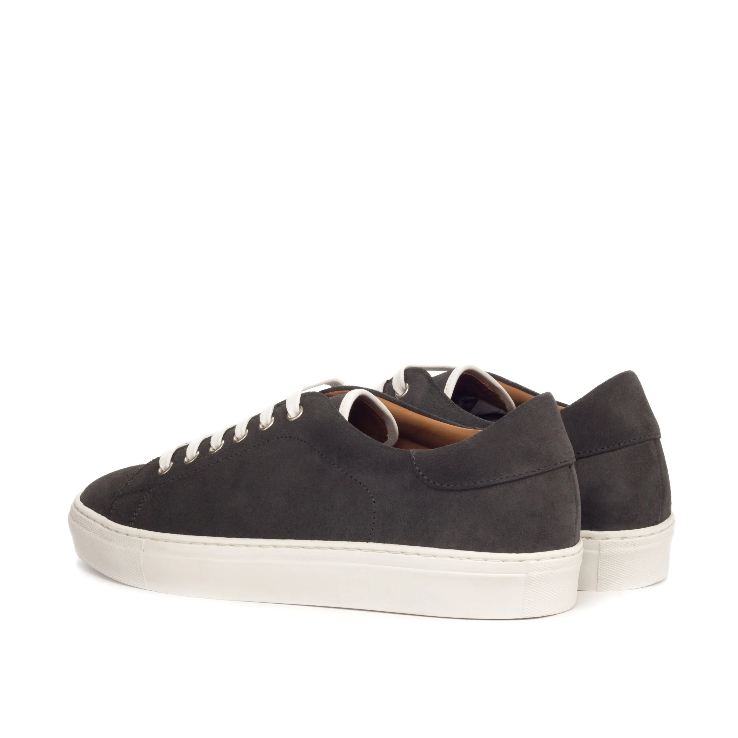Dailama trainer sneakers with black leather uppers and white cupsole soles