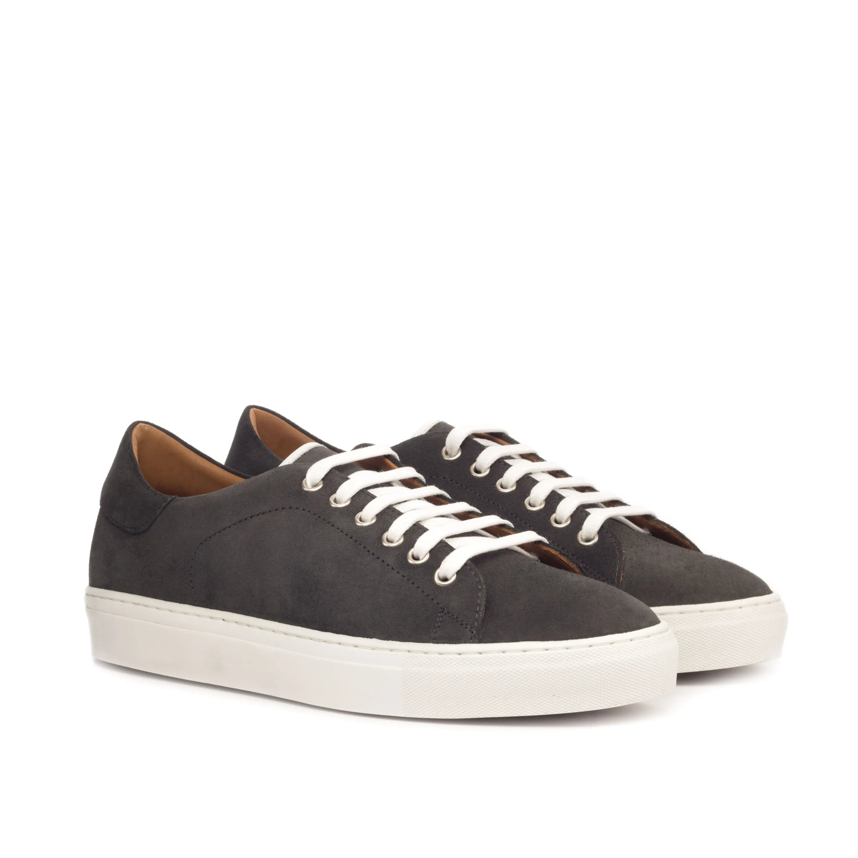 Gray Dailama trainer sneakers with white laces on cupsole trainer