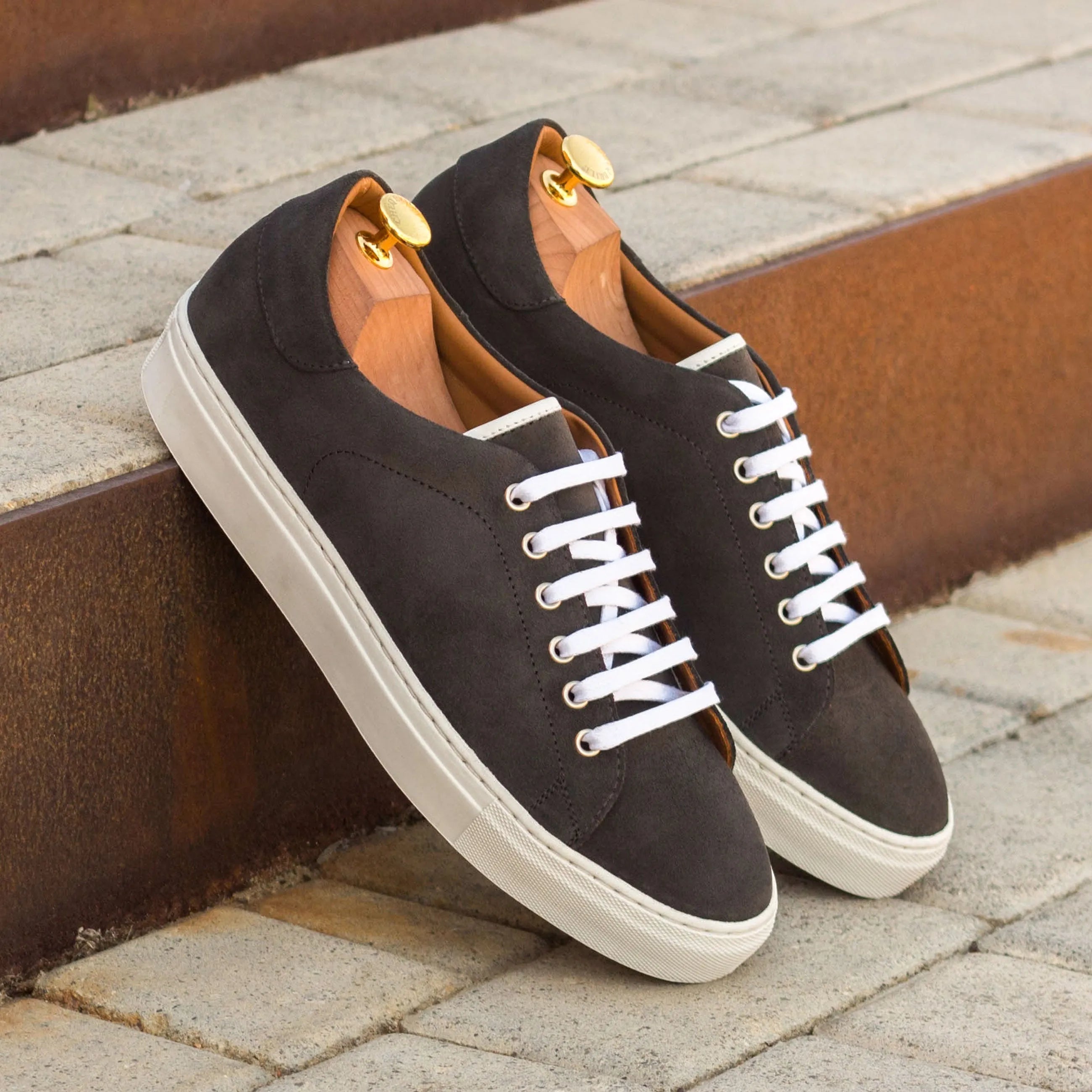 Pair of dark suede Dailama Trainer cupsole sneakers