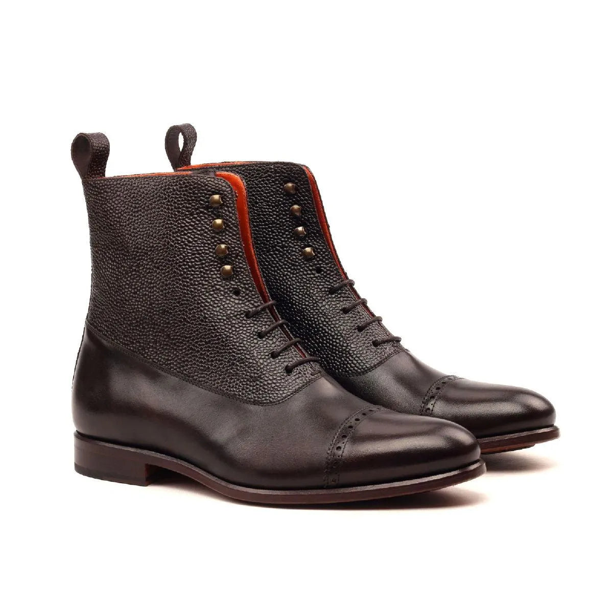 Dan Balmoral Boots: pair of dark brown leather lace-up balmoral boots