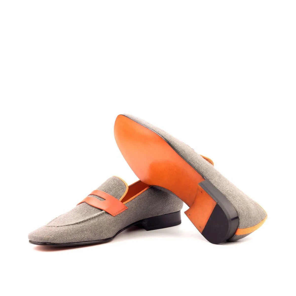 Delight Drake slipon gray and orange leather loafers