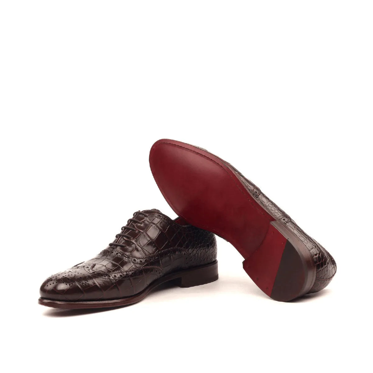 Dirk full brogue brown leather crocodile dress shoes for men