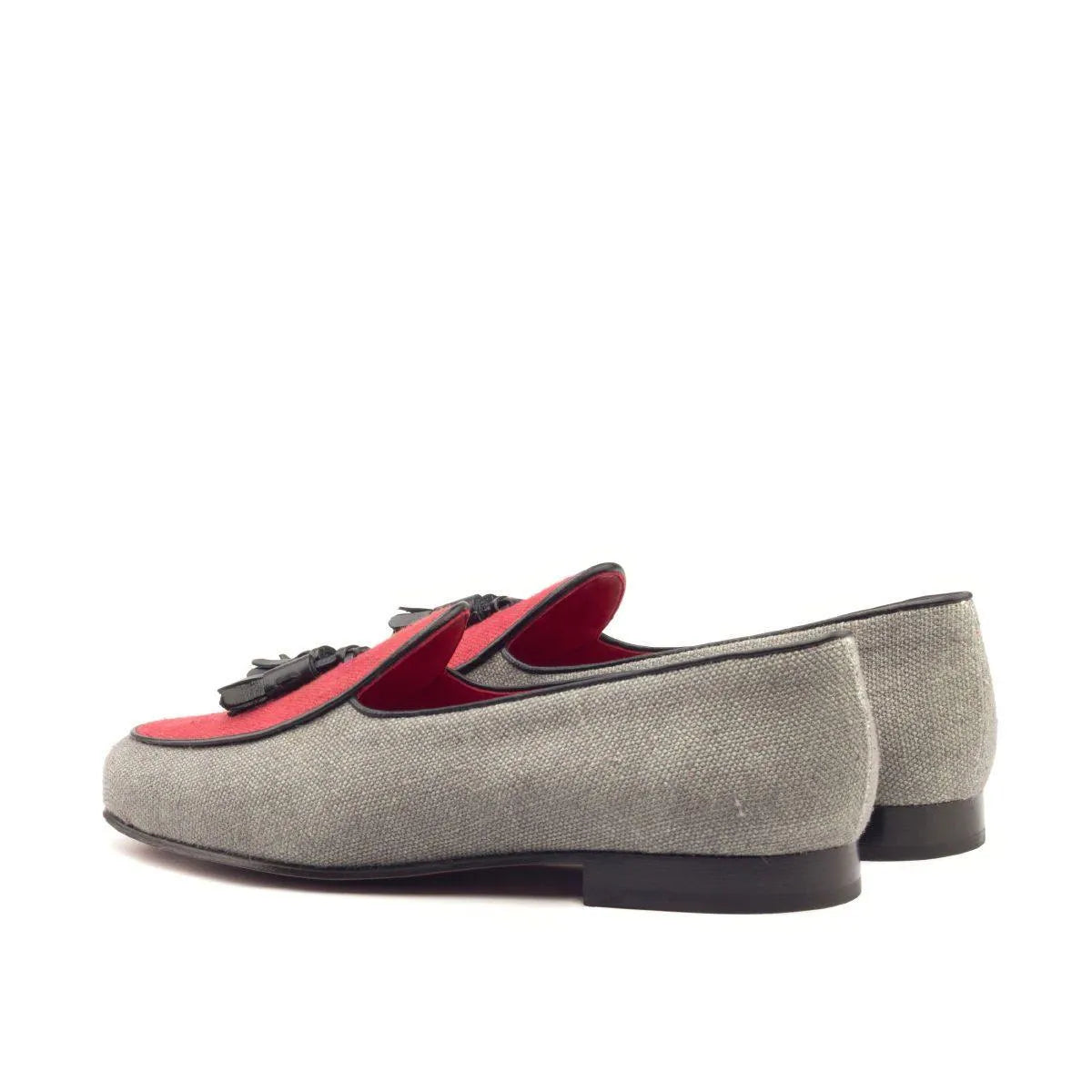Dirko Belgian Slipper gray and red tassel loafers