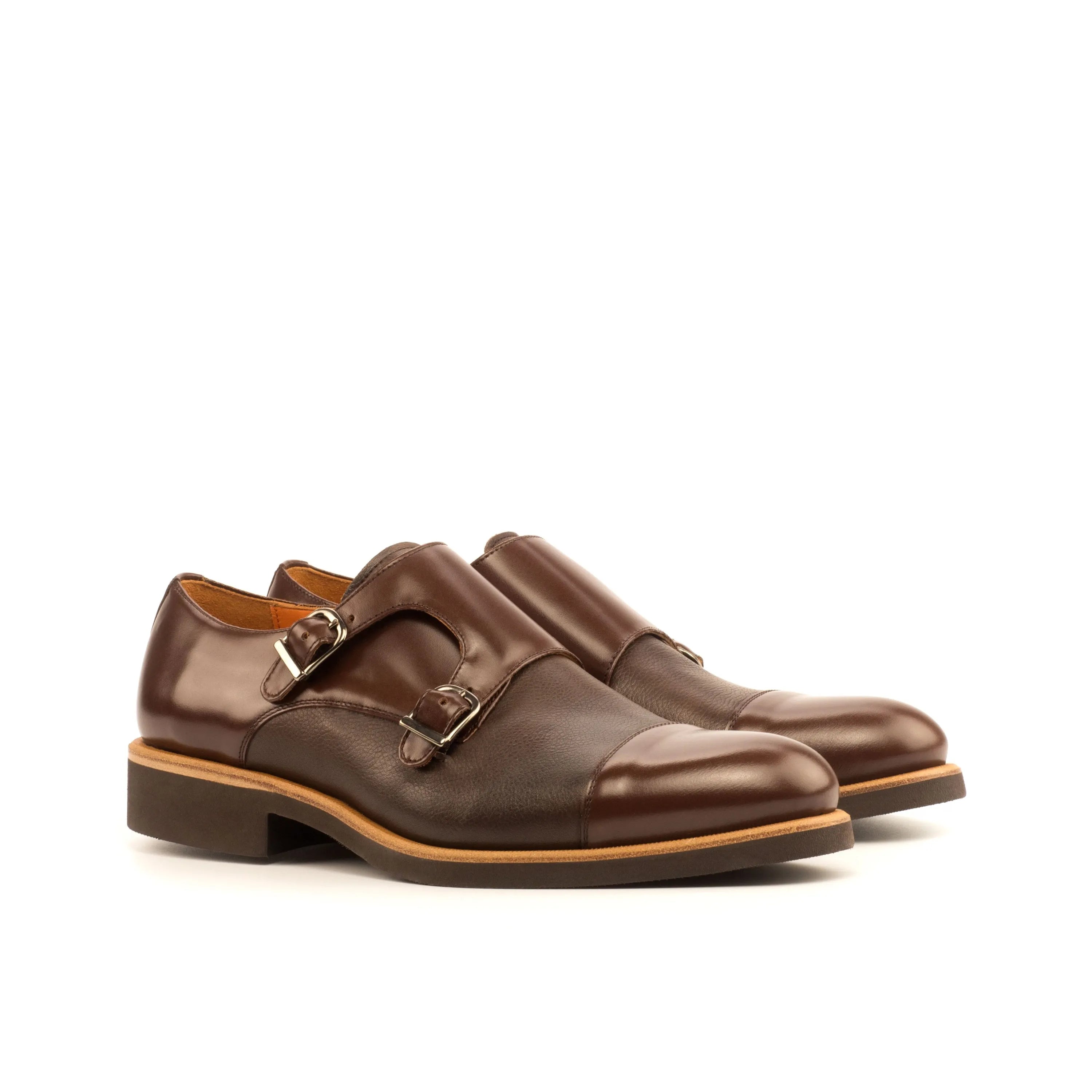 DMC Double Monk brown leather double monk patina shoes