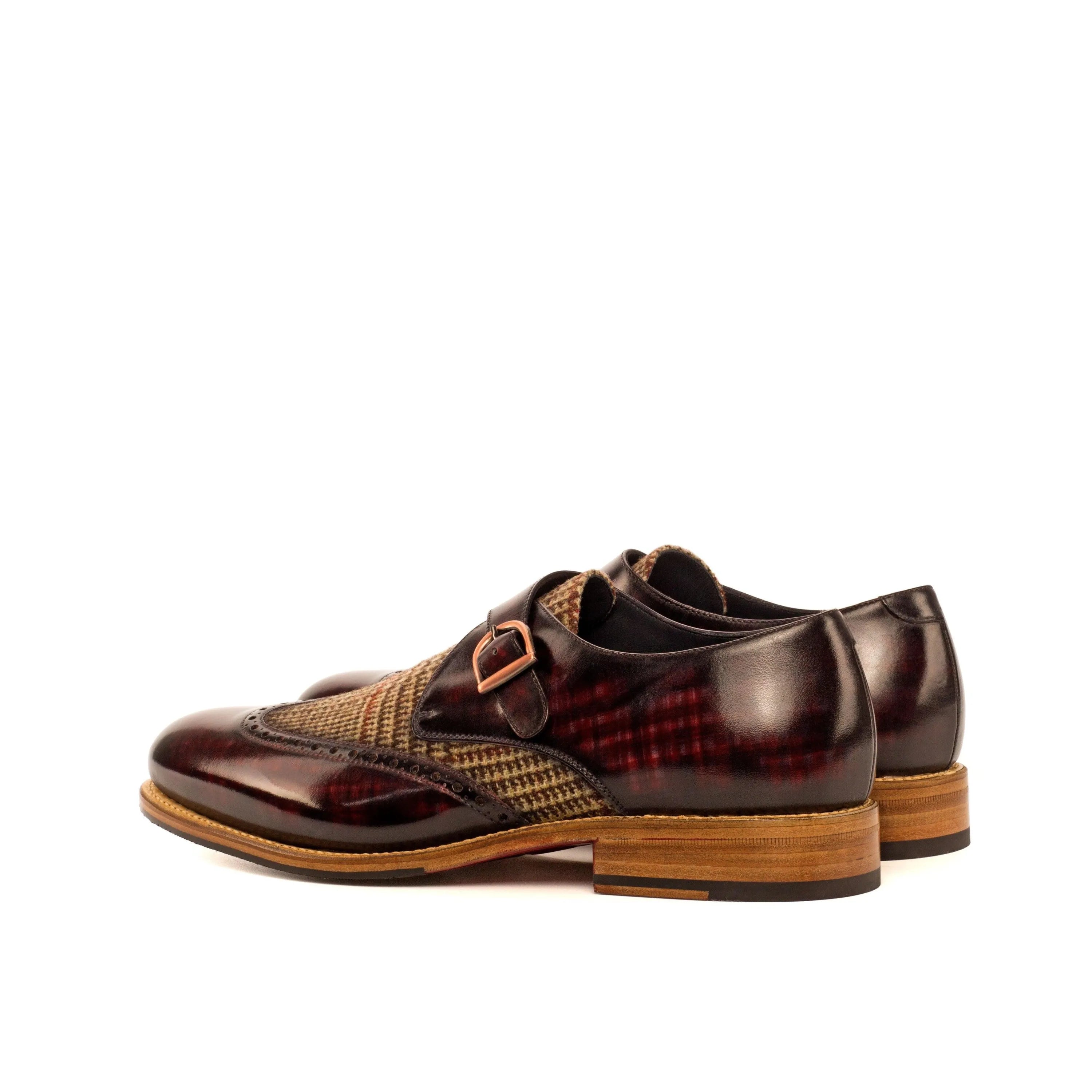Donny single monk patina II burgundy leather shoes with rounded toe
