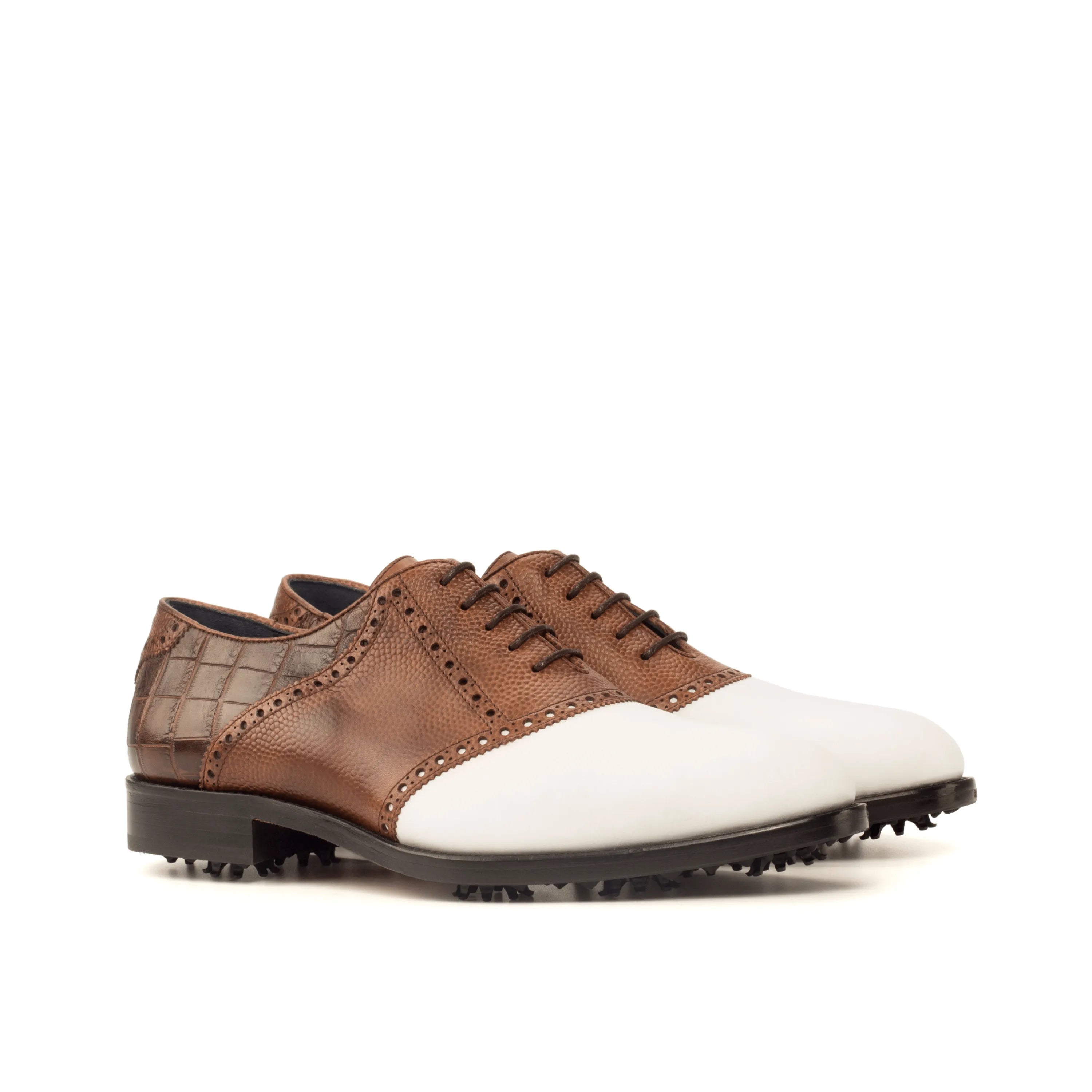 Dopud saddle golf shoes in brown and white