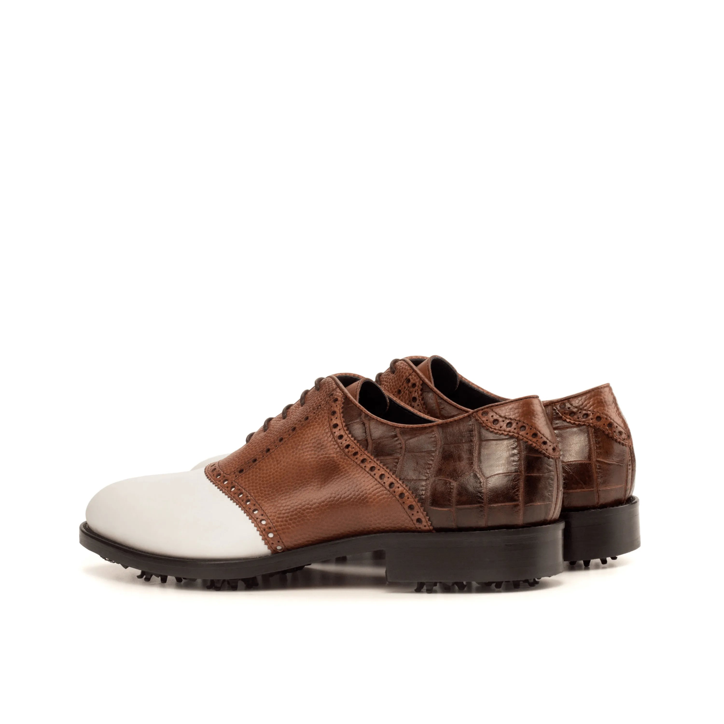 Dopud saddle golf shoes in two-tone leather design
