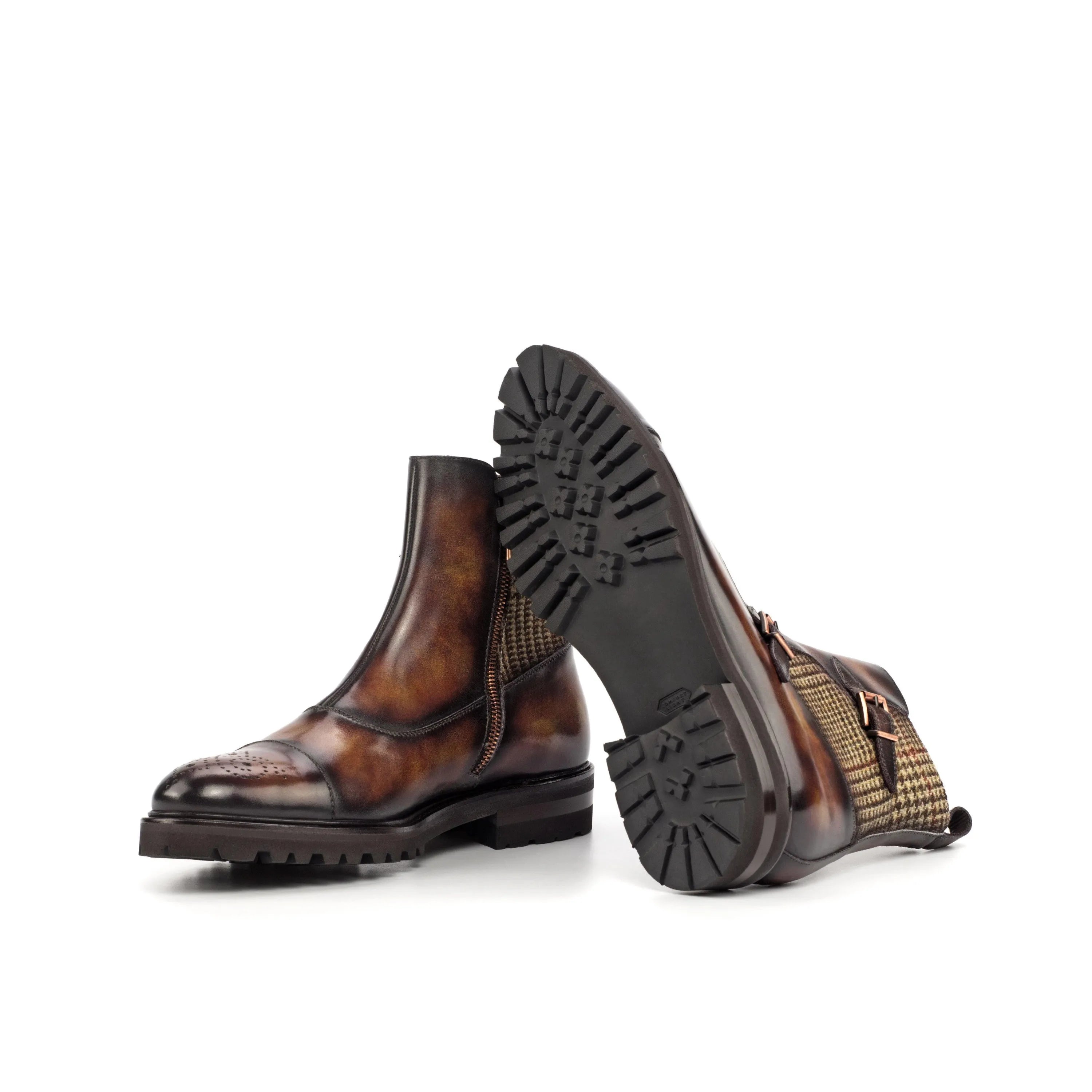 Dowain Octavian Patina brown leather ankle boots