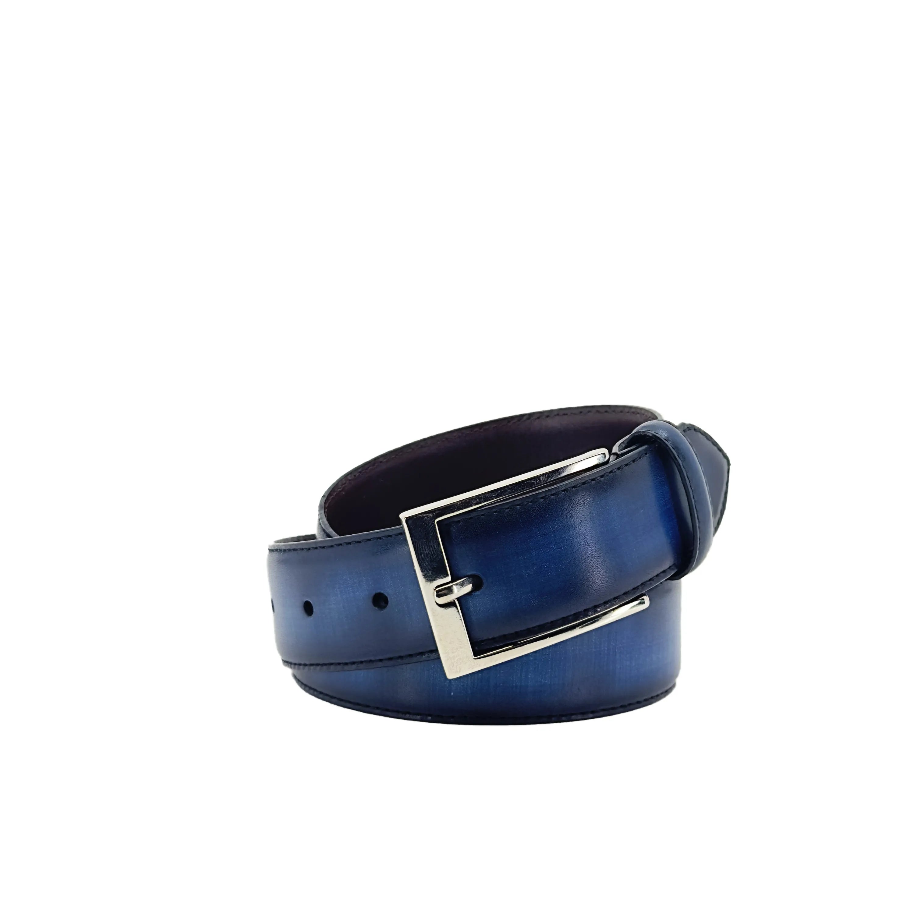Dyno Patina Hamptons belt in blue leather with silver buckle