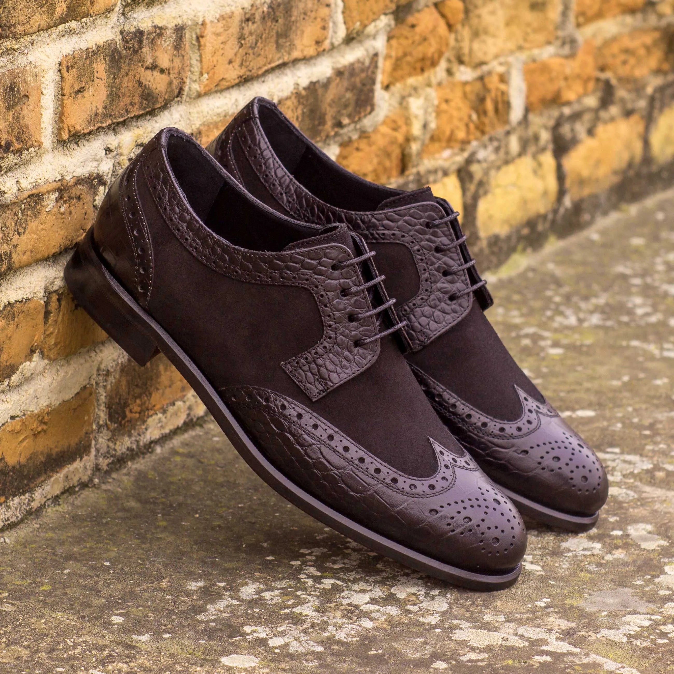 Pair of brown leather Ema ladies derby wingtip shoes