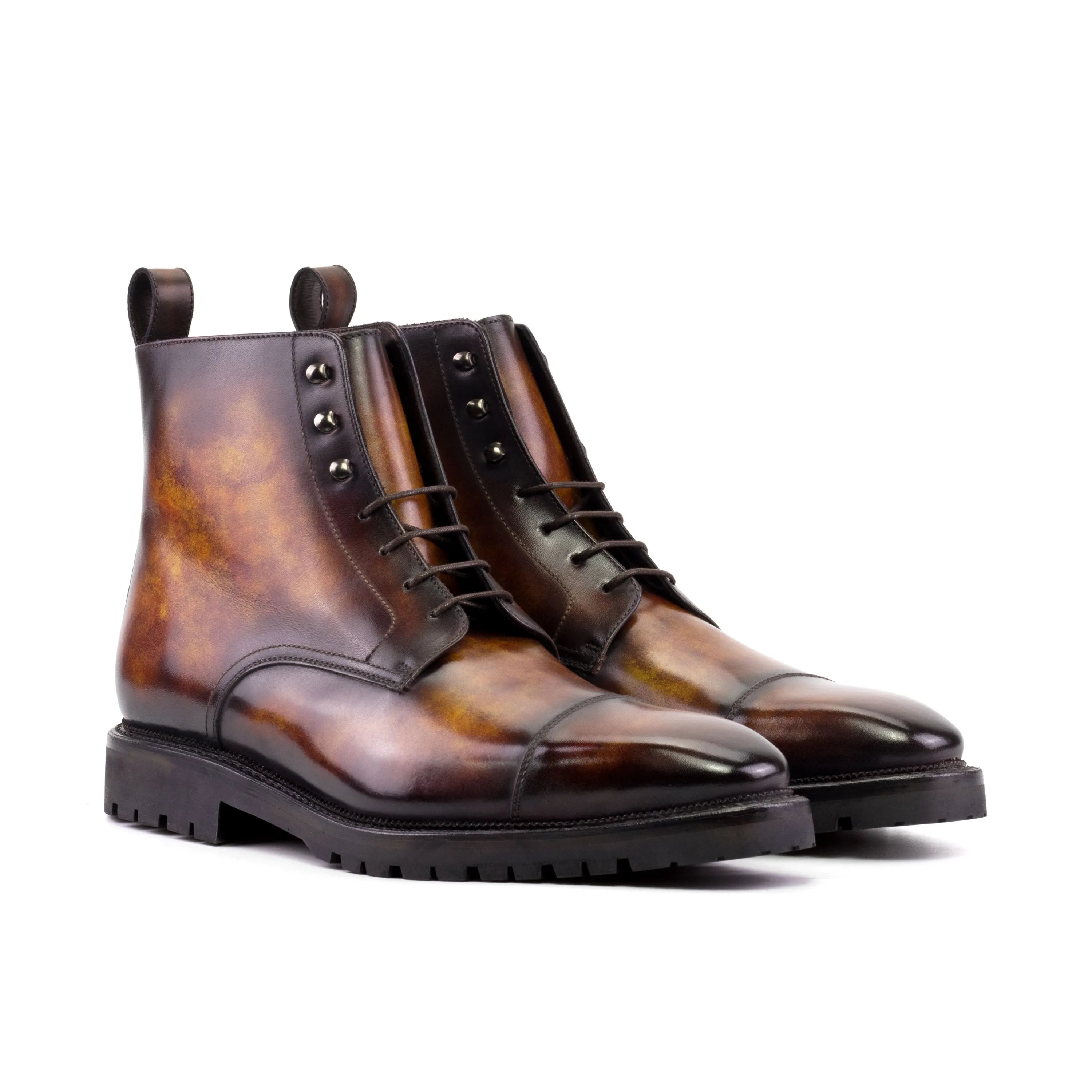 Frankoz Patina Jumper brown leather lace-up boots