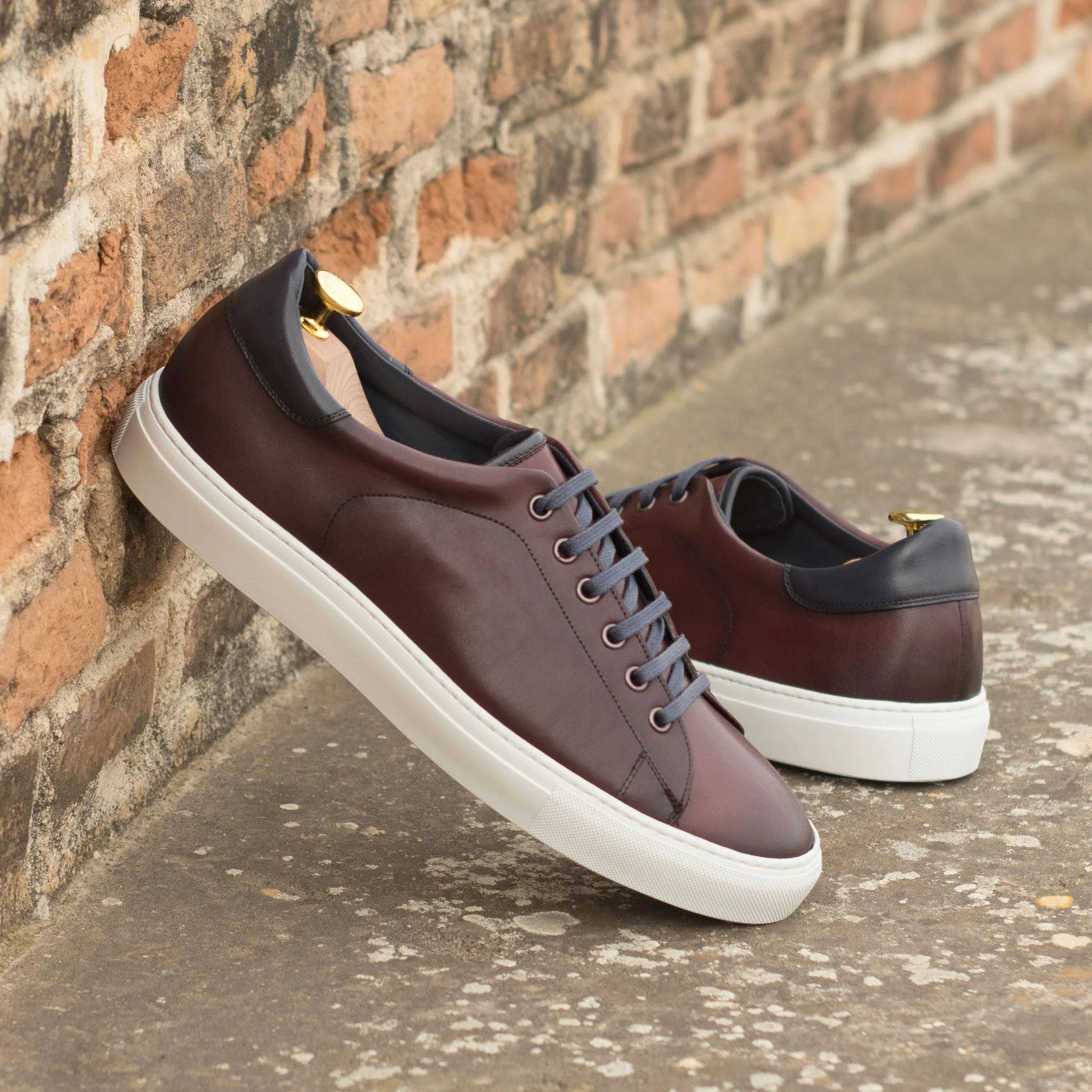 Burgundy leather Gake Trainer Sneakers with cupsole trainer design