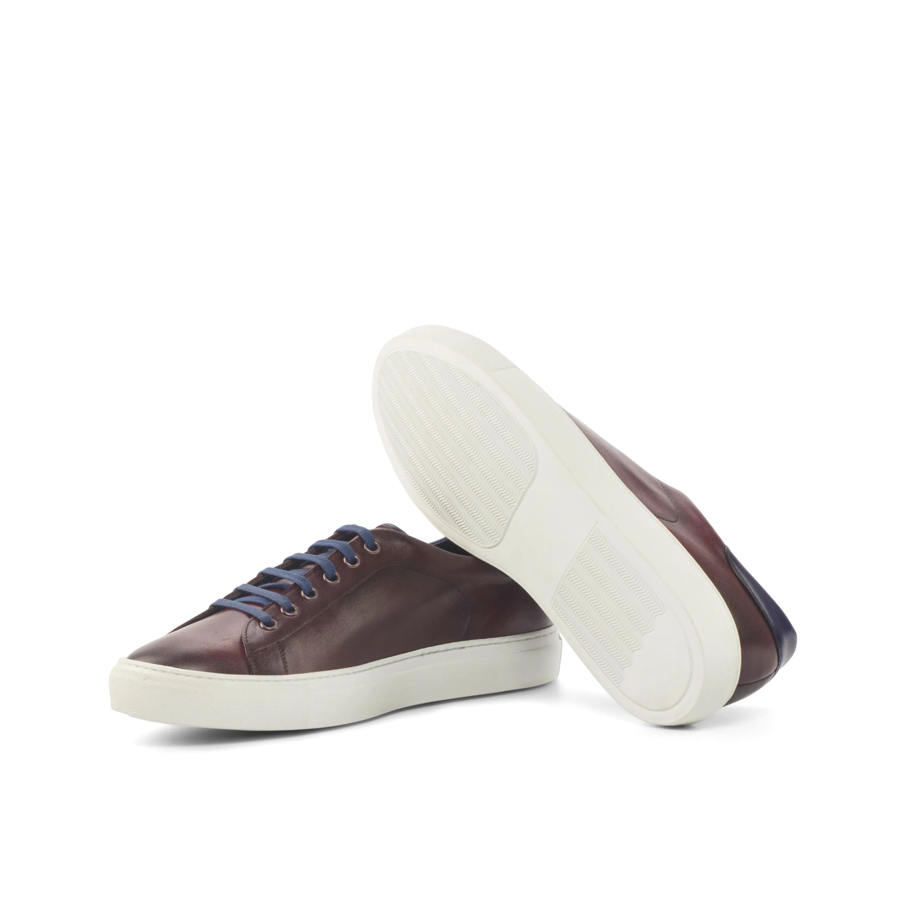 Pair of brown leather Gake Trainer Sneakers with cupsole trainer design