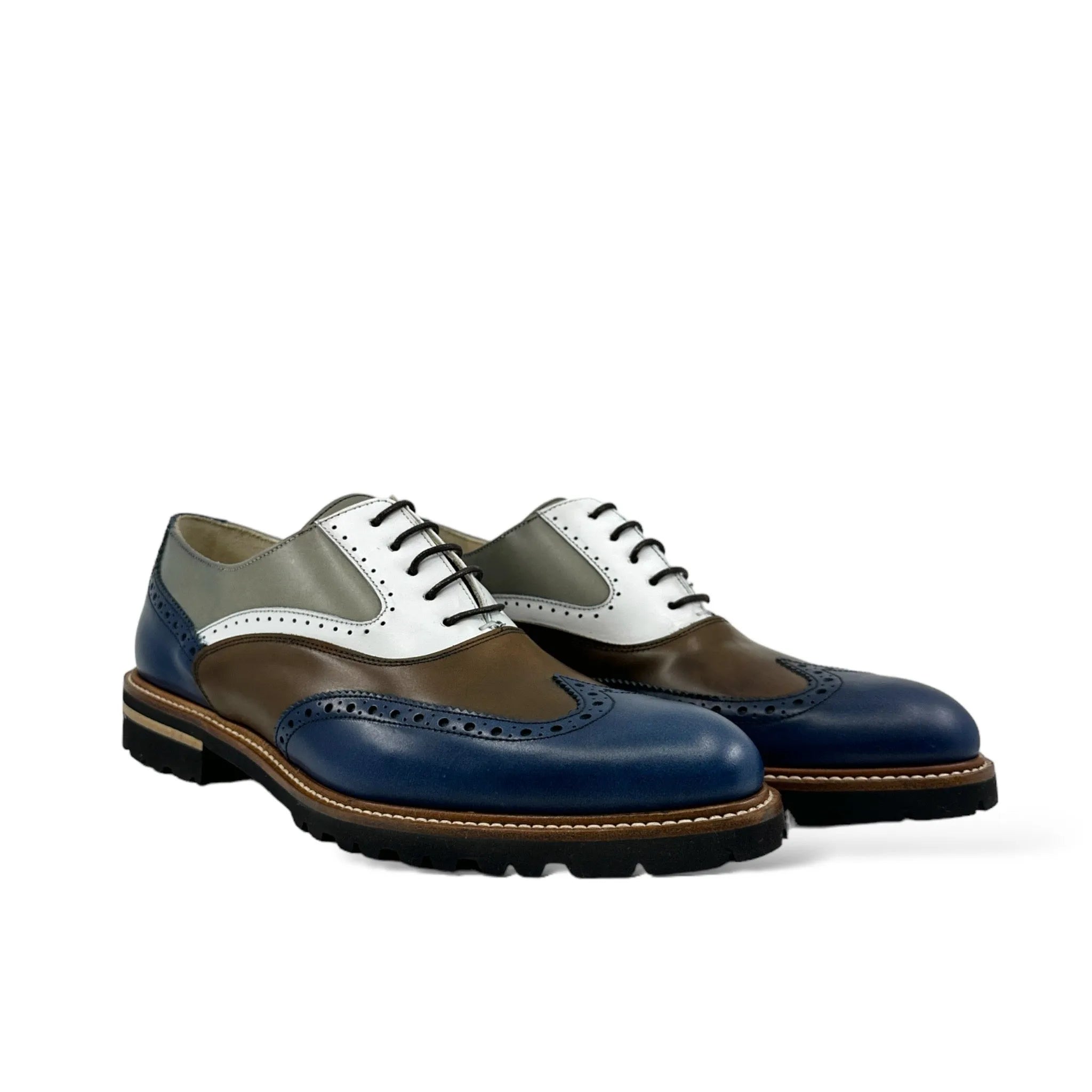 Gaya Unisex Full Brogue Shoes II in multicolor painted Italian calf