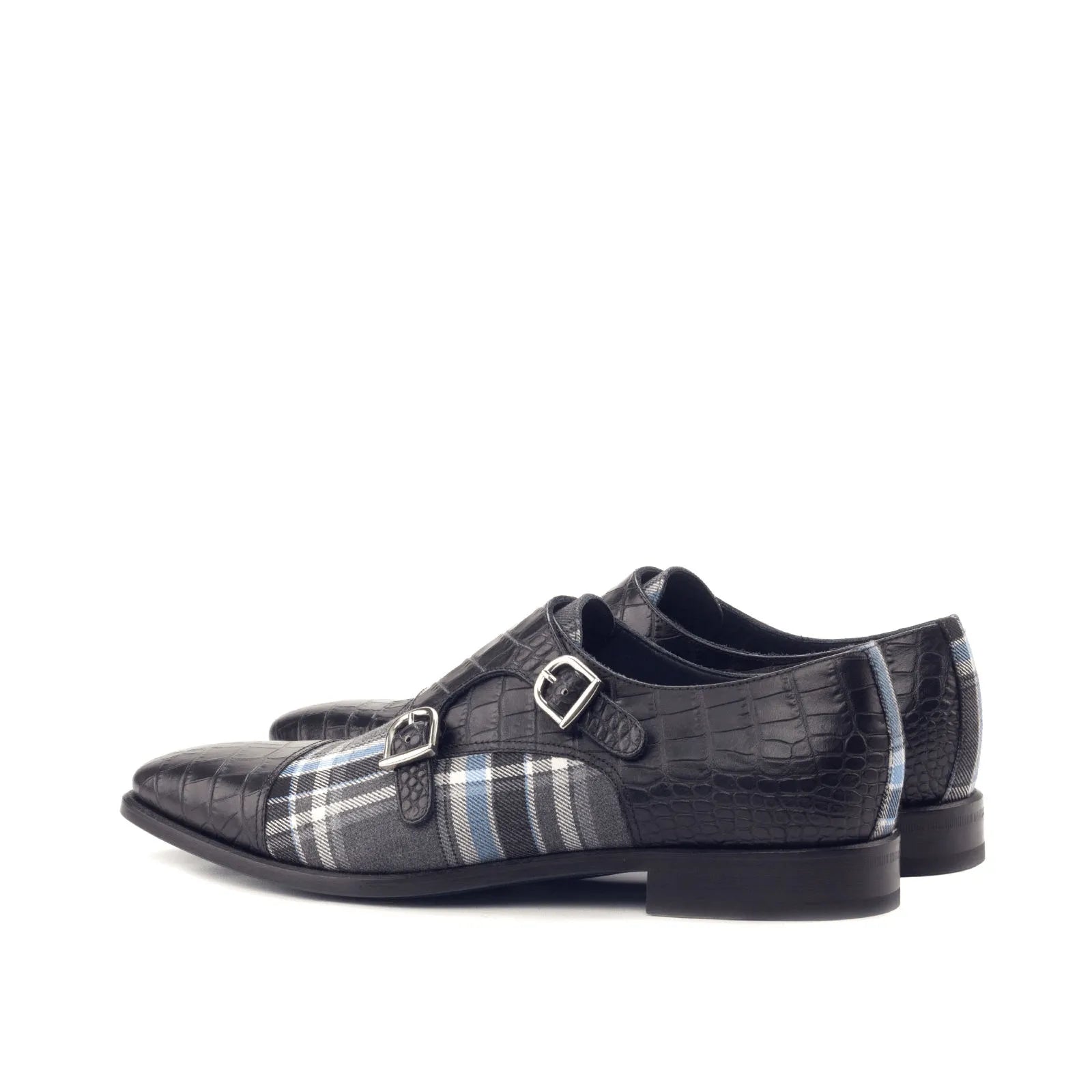 Glimco Double Monk black leather monk strap shoes