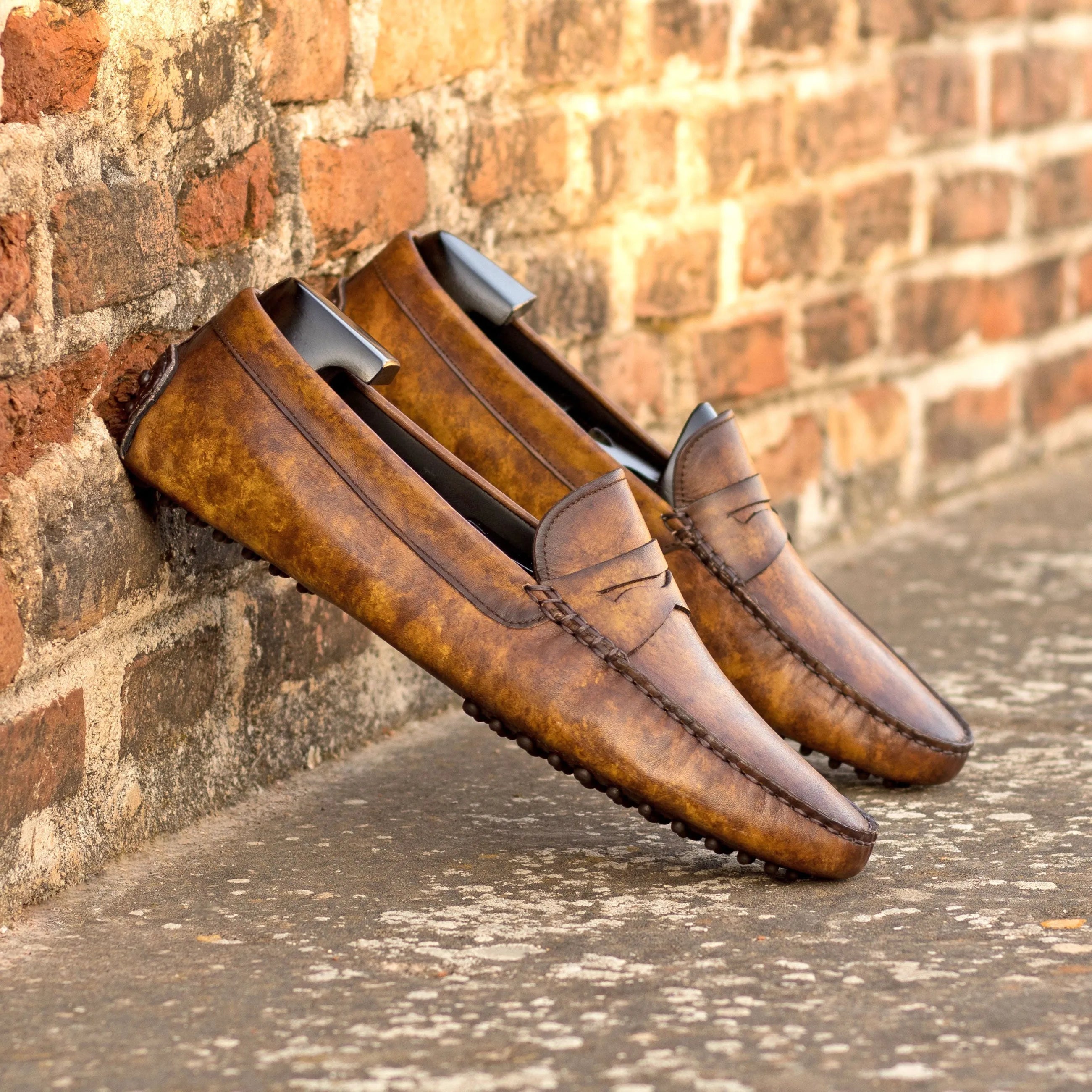 Herolds Patina Driver brown leather penny loafers