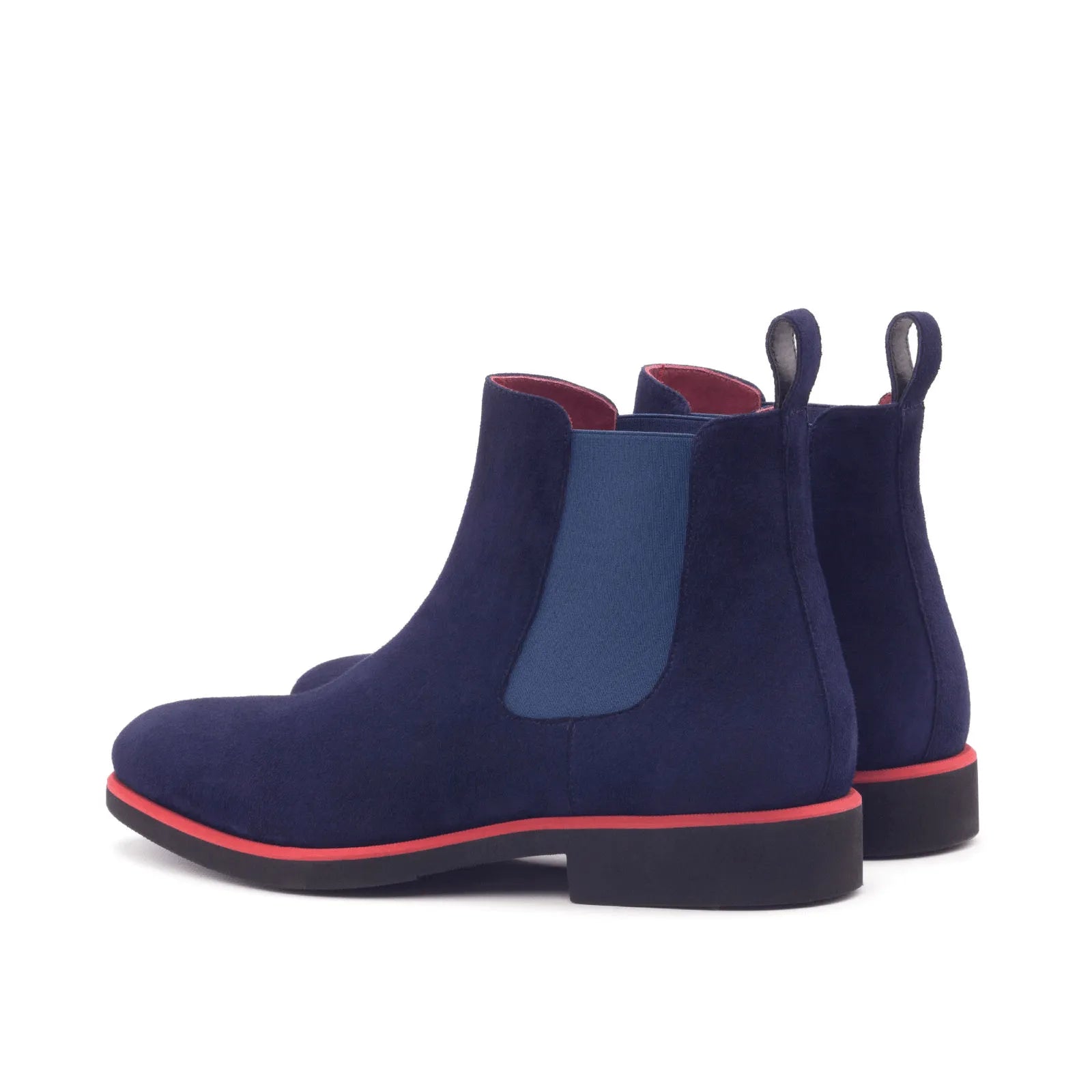 Blue suede J Chelsea boot, luxury bespoke hand-painted patina shoes for men