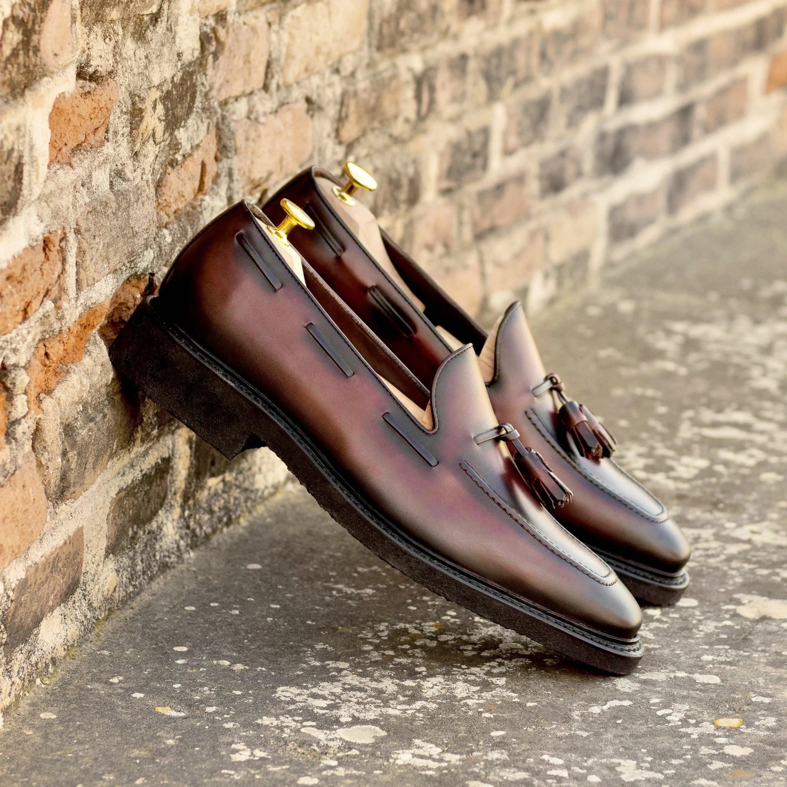 JohnnyD loafers in burgundy calf leather for men