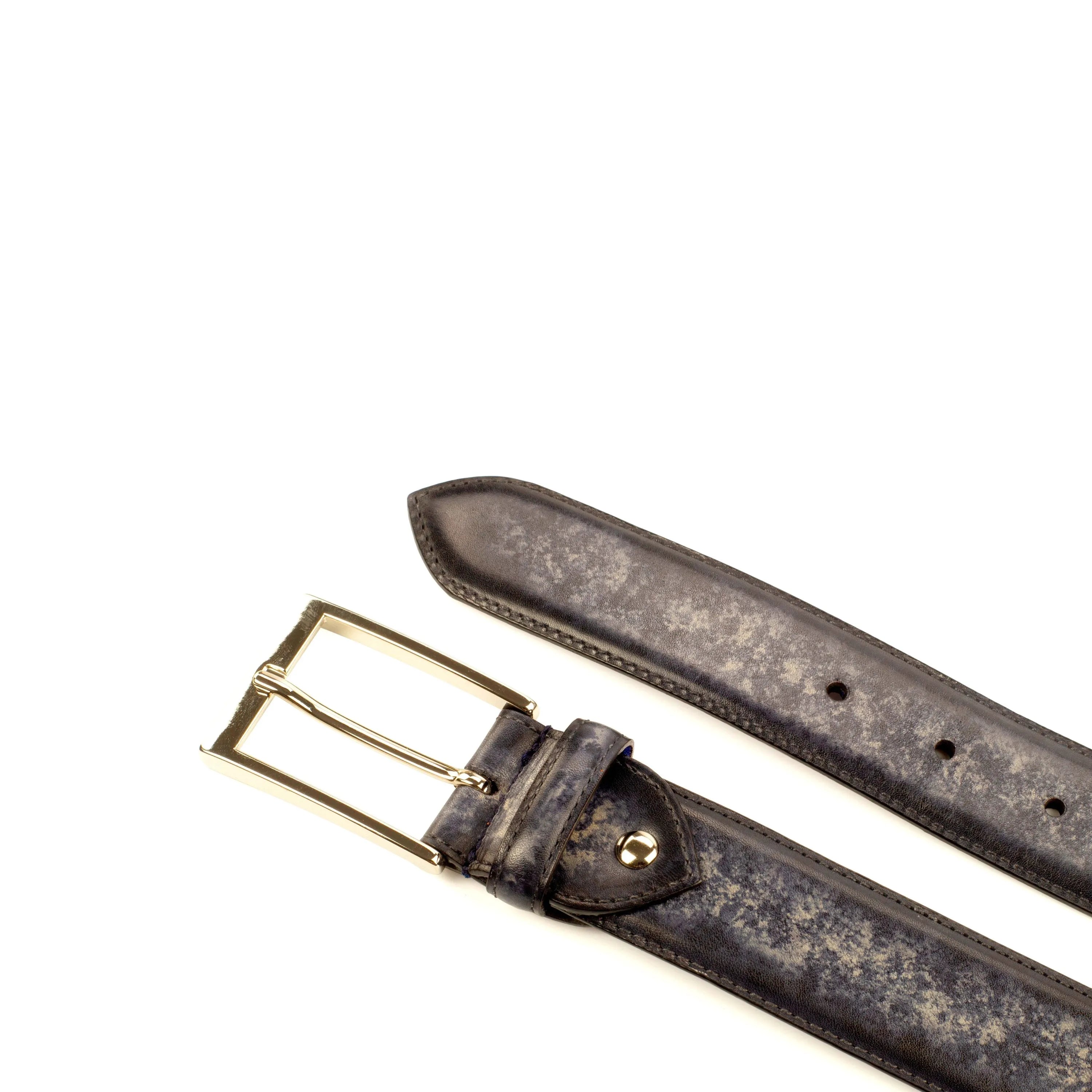 Julianos Patina Hamptons distressed leather belt with silver buckle