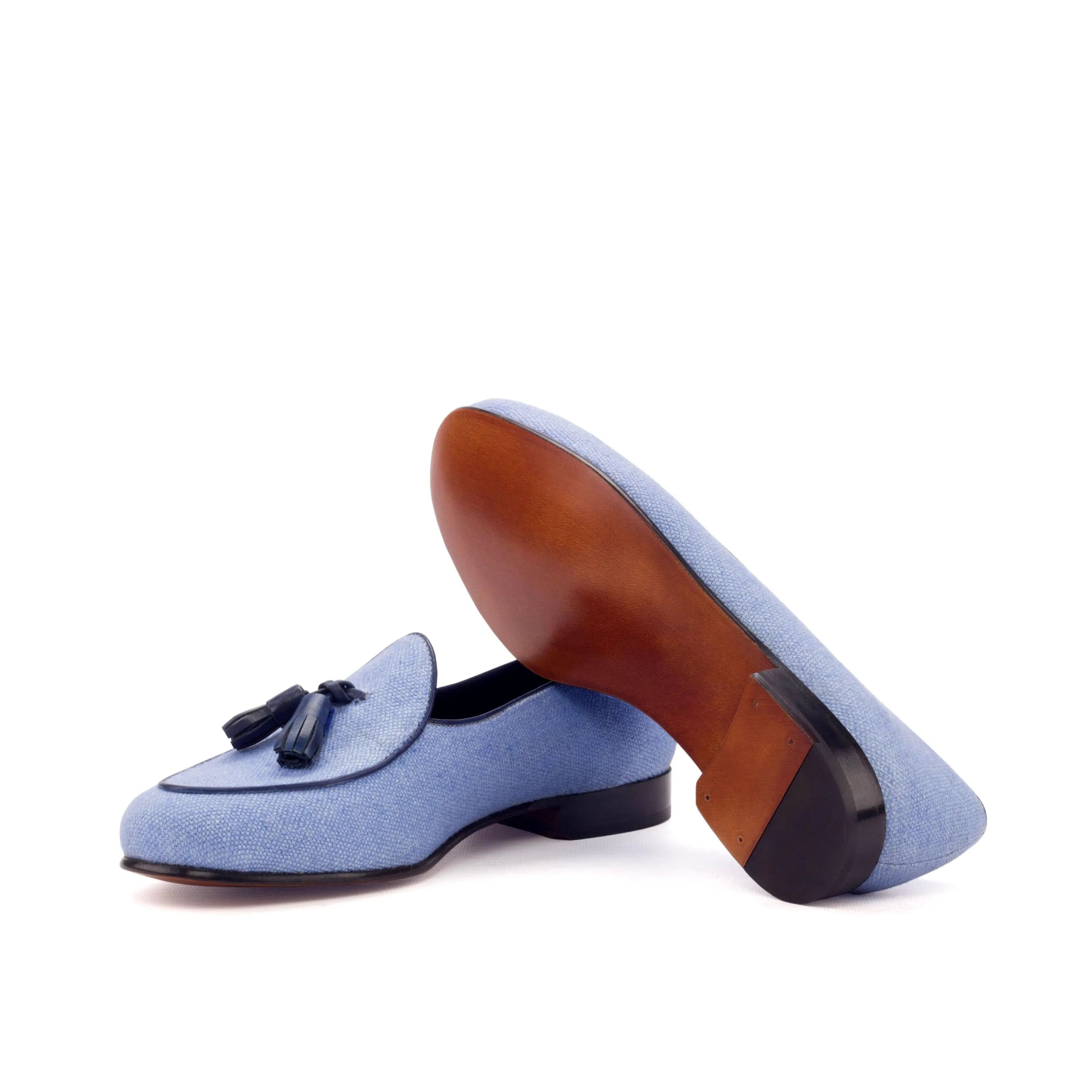 Light blue tassel Lee Belgian slipper loafers