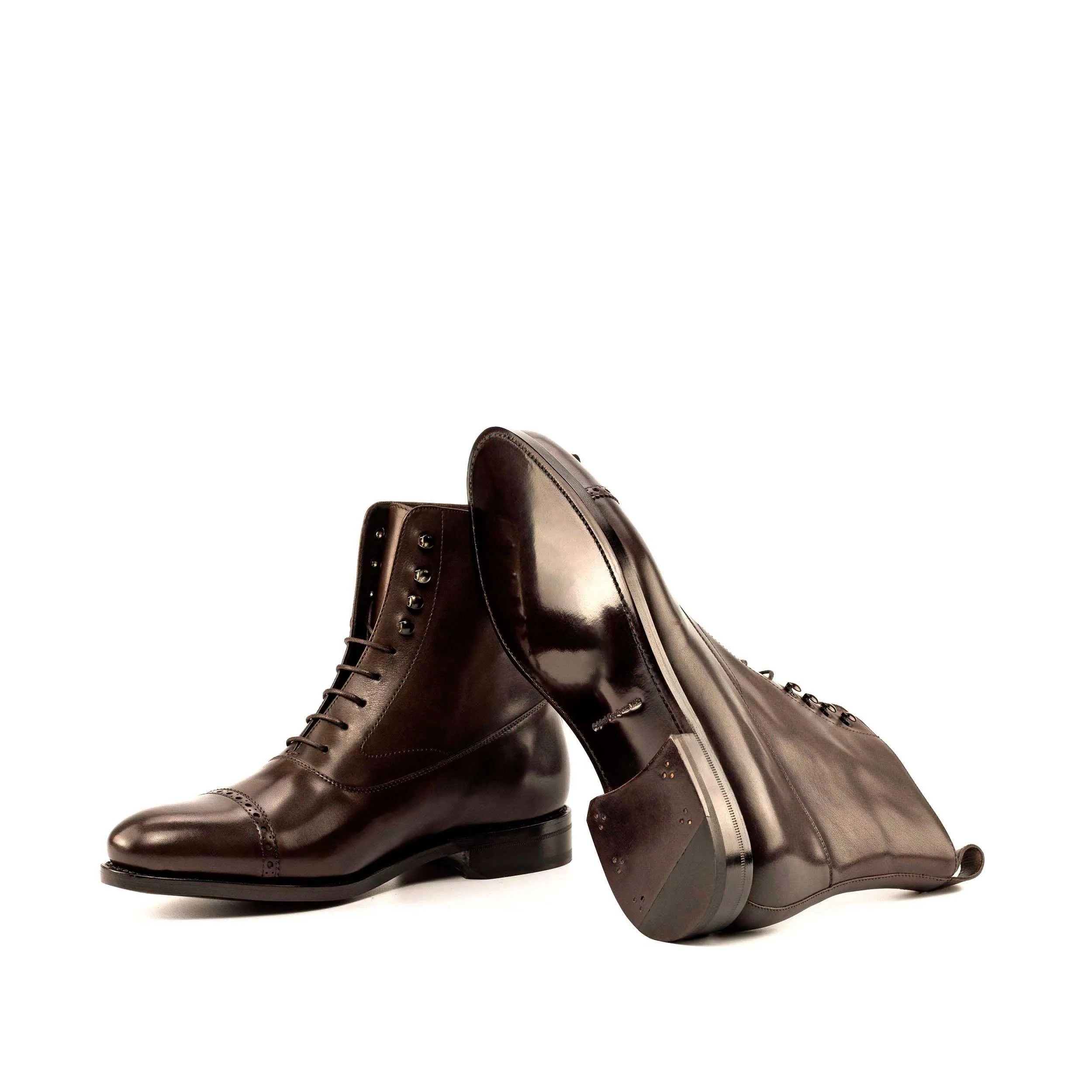 Pair of brown leather Luke Balmoral Boots back view