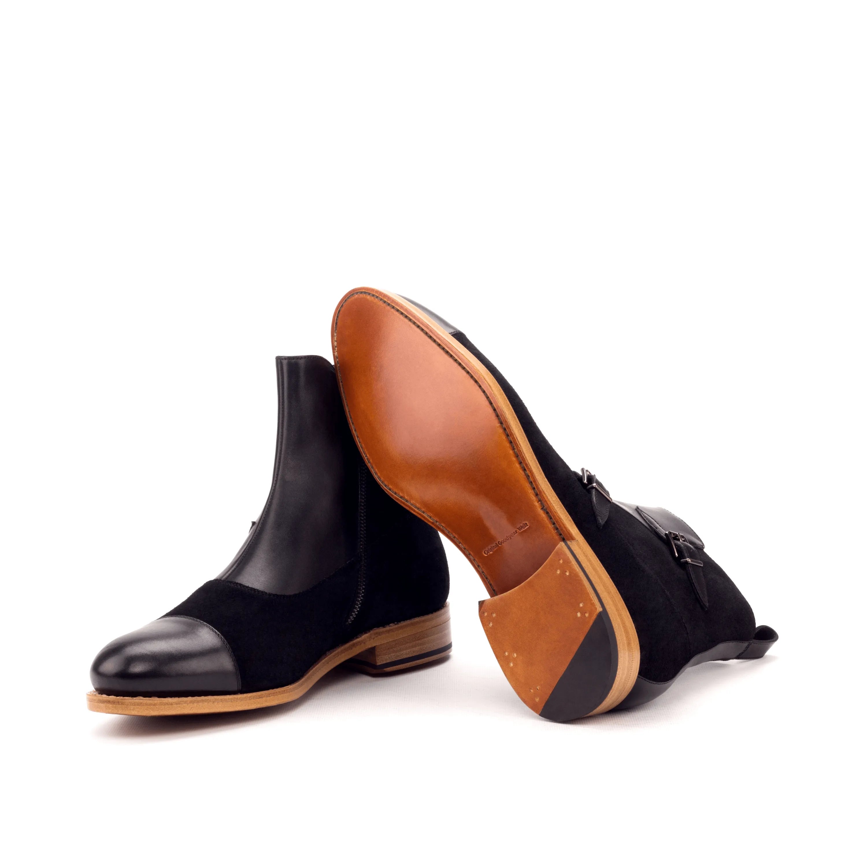 Luther Octavian boots in black leather and suede