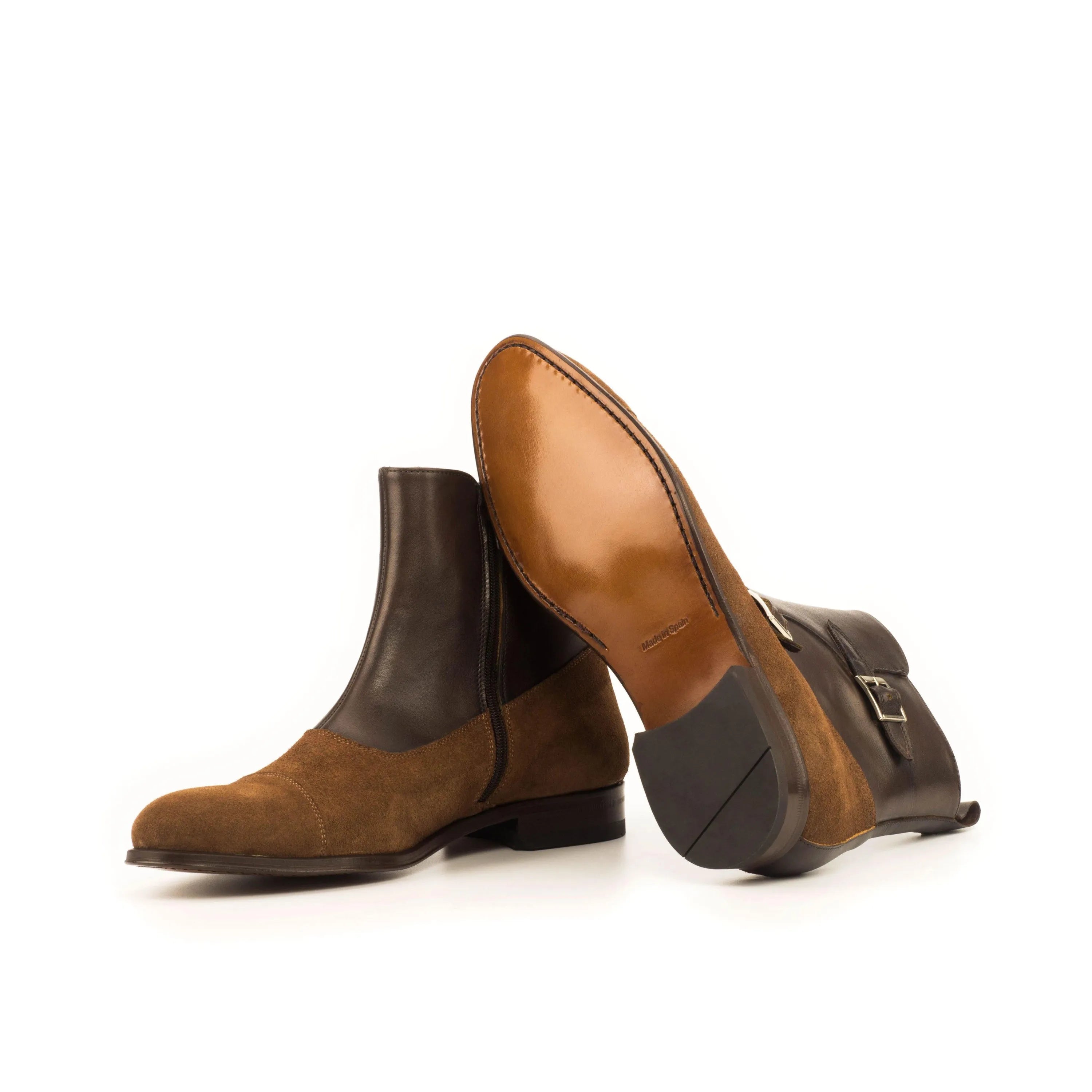 Back view of Macha Octavian Boots II in brown leather and suede