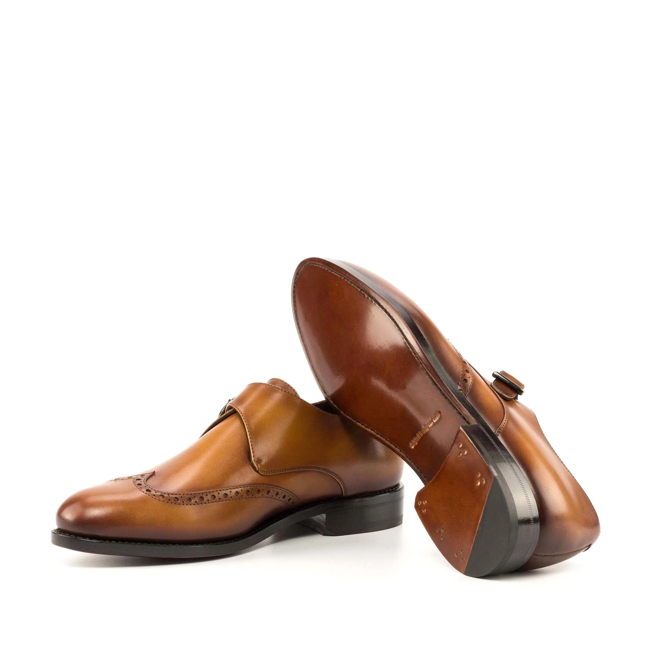 Manio Single Monk brown leather monk strap shoes, fast lane delivery in 3-5 business days