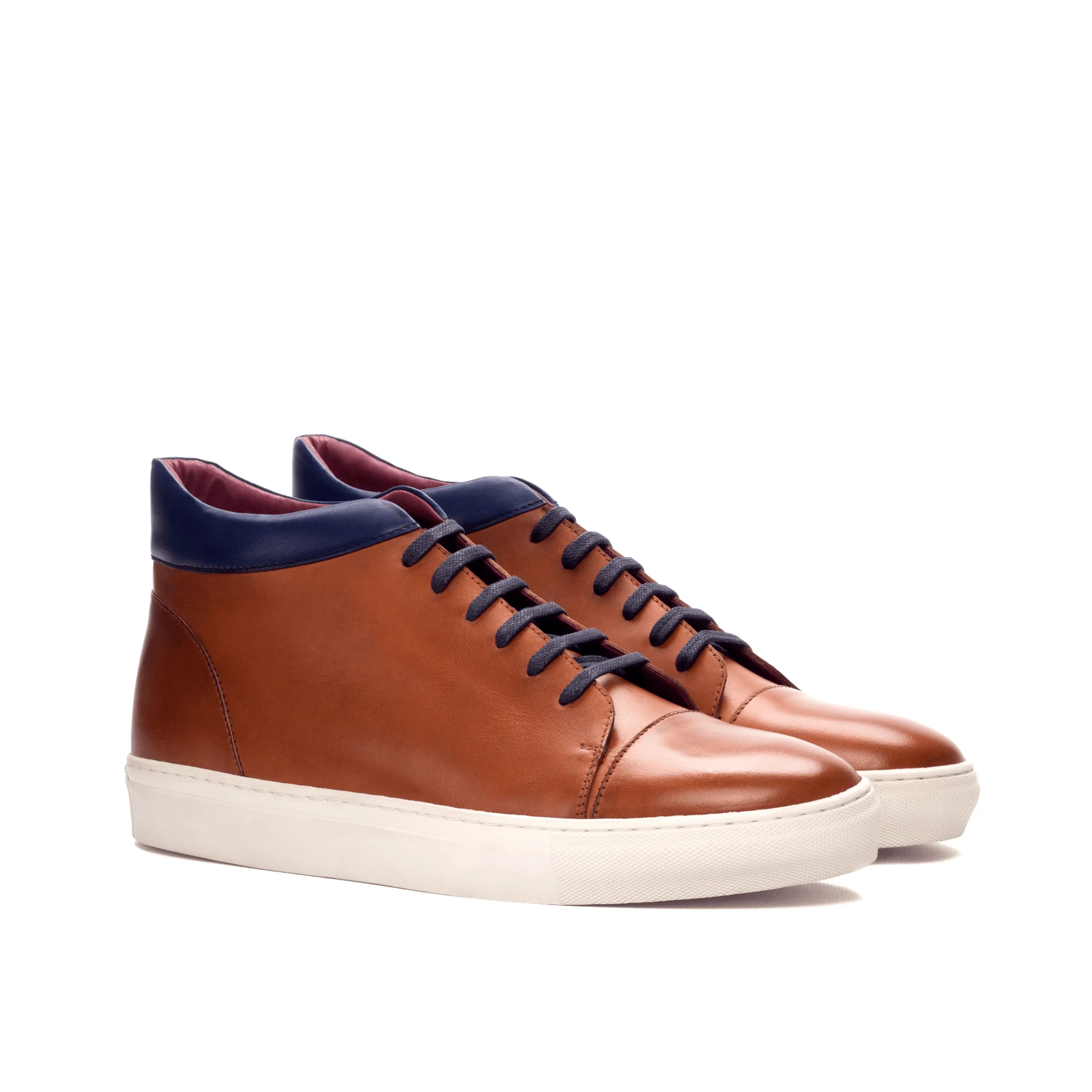 Manny high brown leather painted calf trainer sneaker high-tops