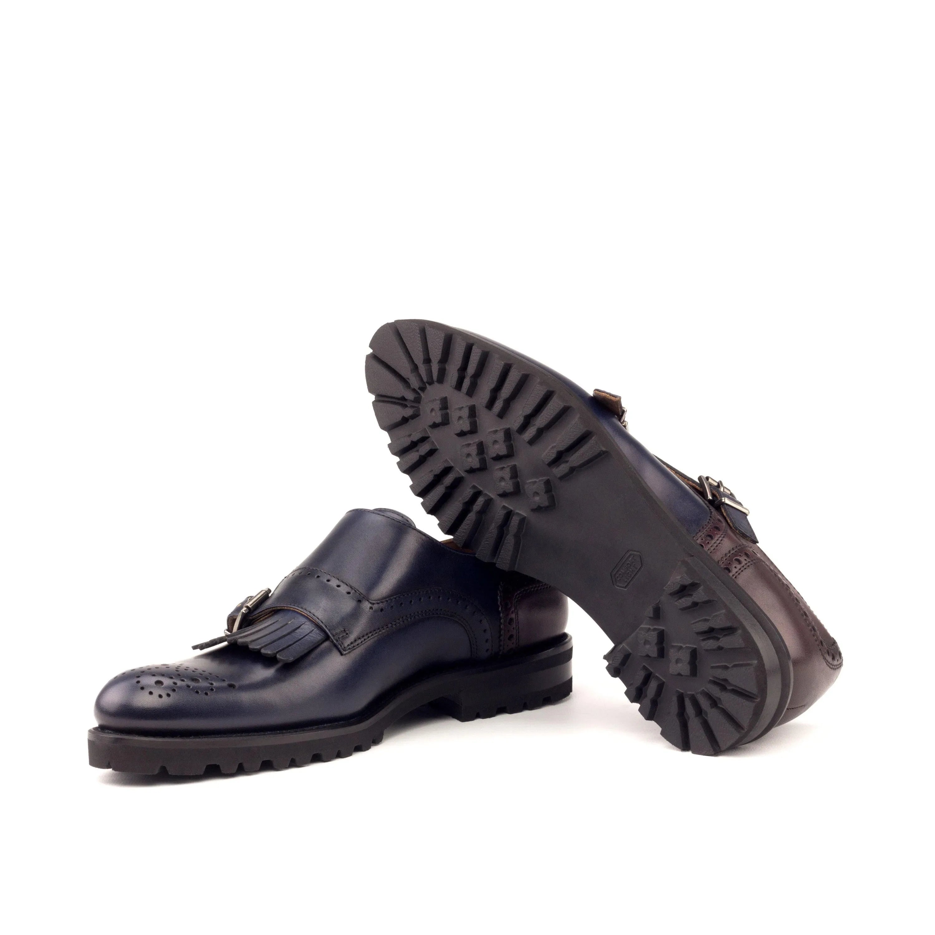Maryet Kiltie unisex monk strap shoes in painted calf leather