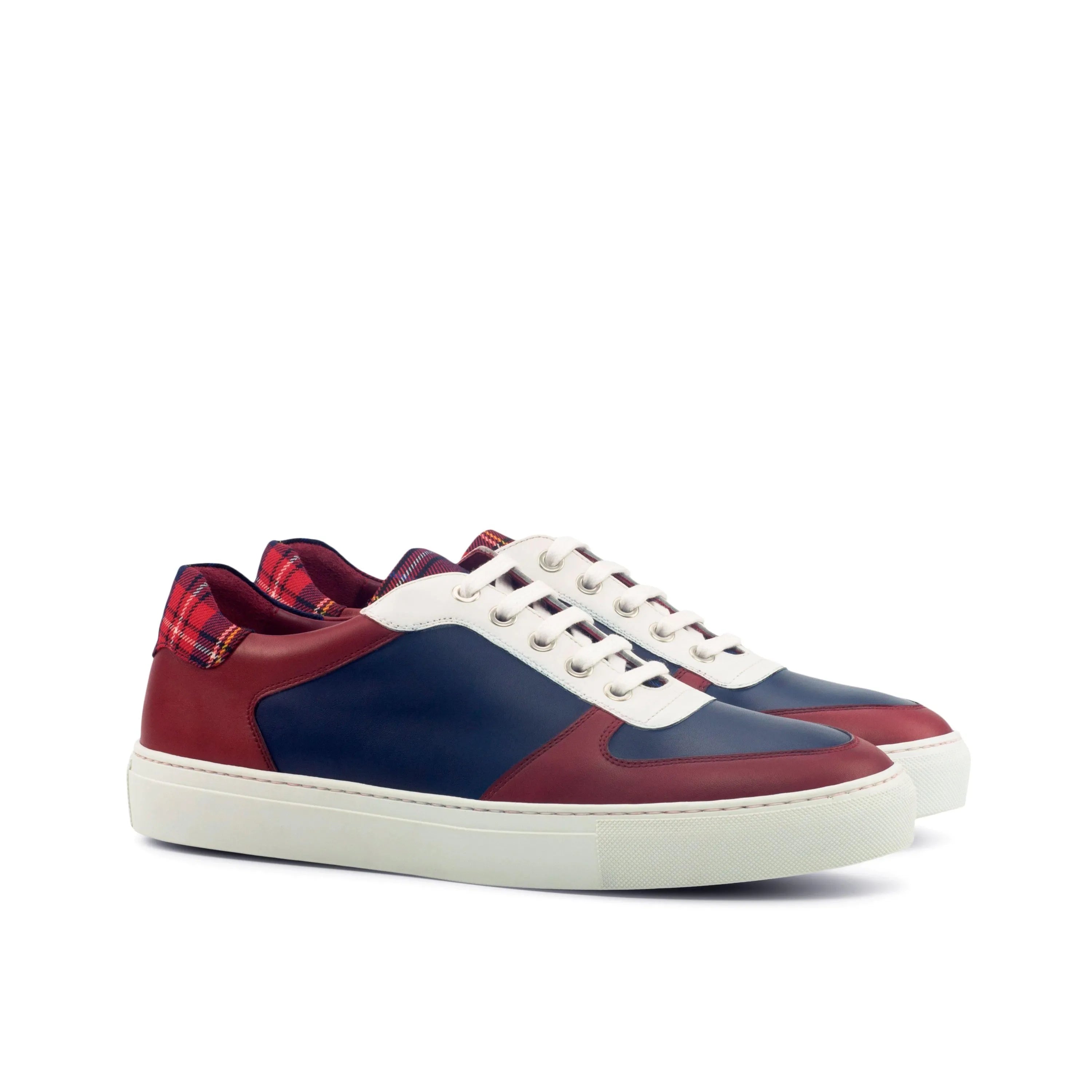Milo low painted calf trainer sneaker with stylish color blocks