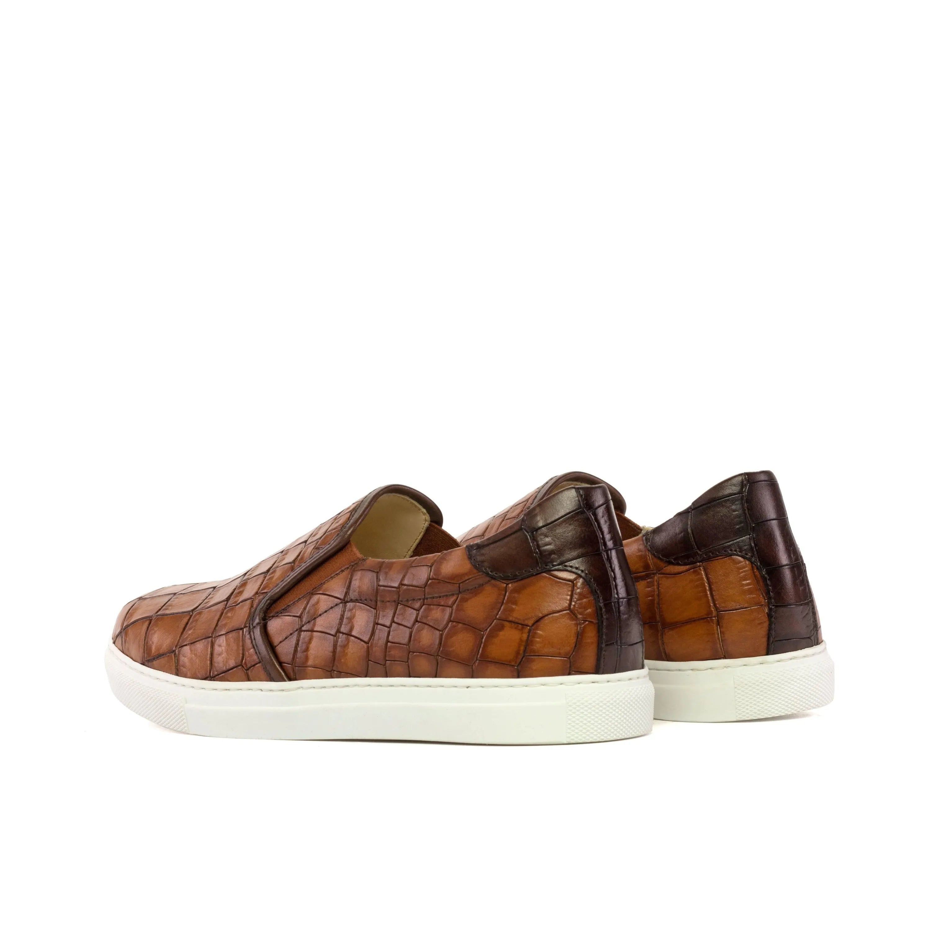 Brown painted croco Nino slip on sneaker shoes