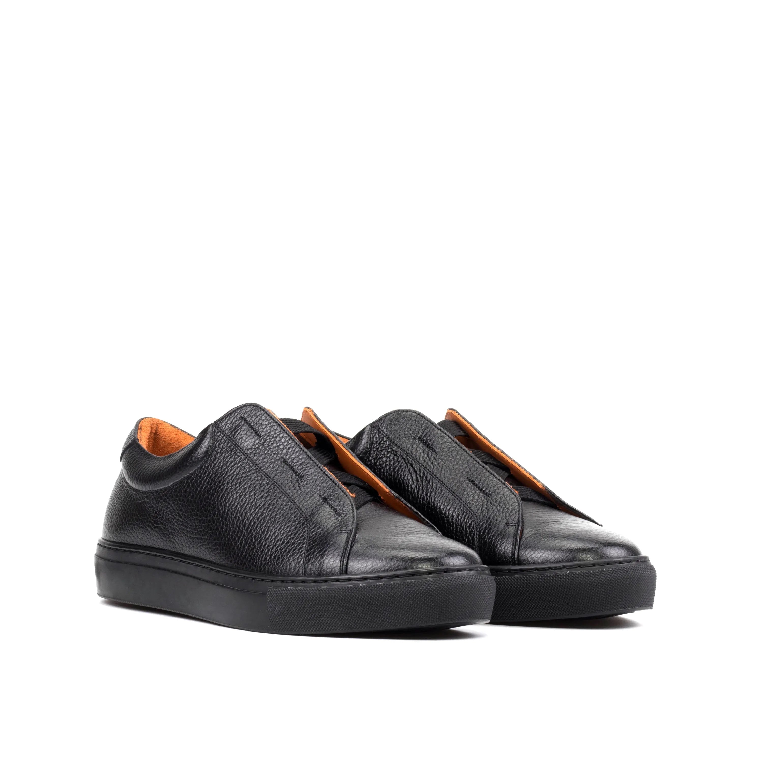 Ordogan laceless sneaker in black leather slip-on style