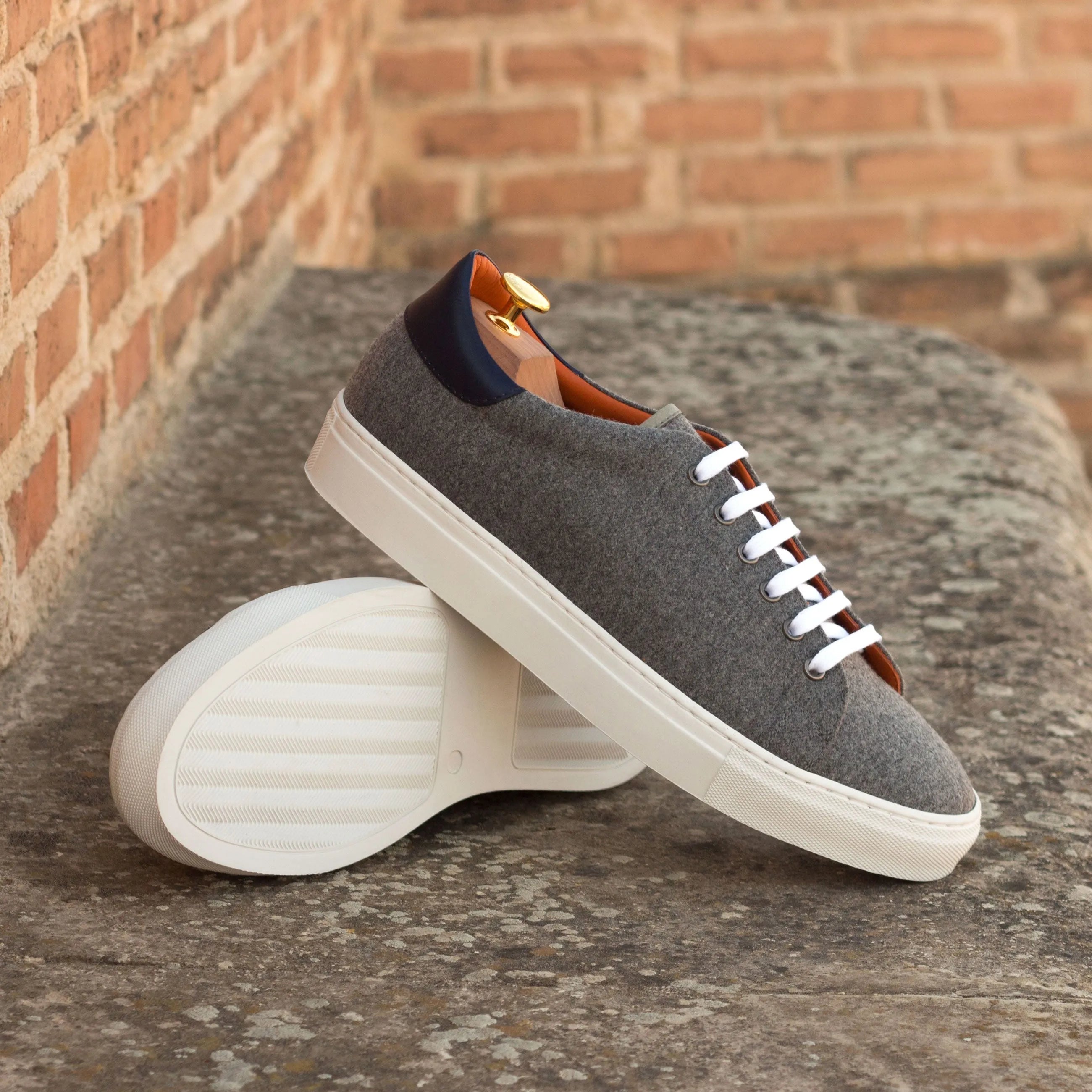 Gray Paldo Trainer Sneakers with white cupsole soles