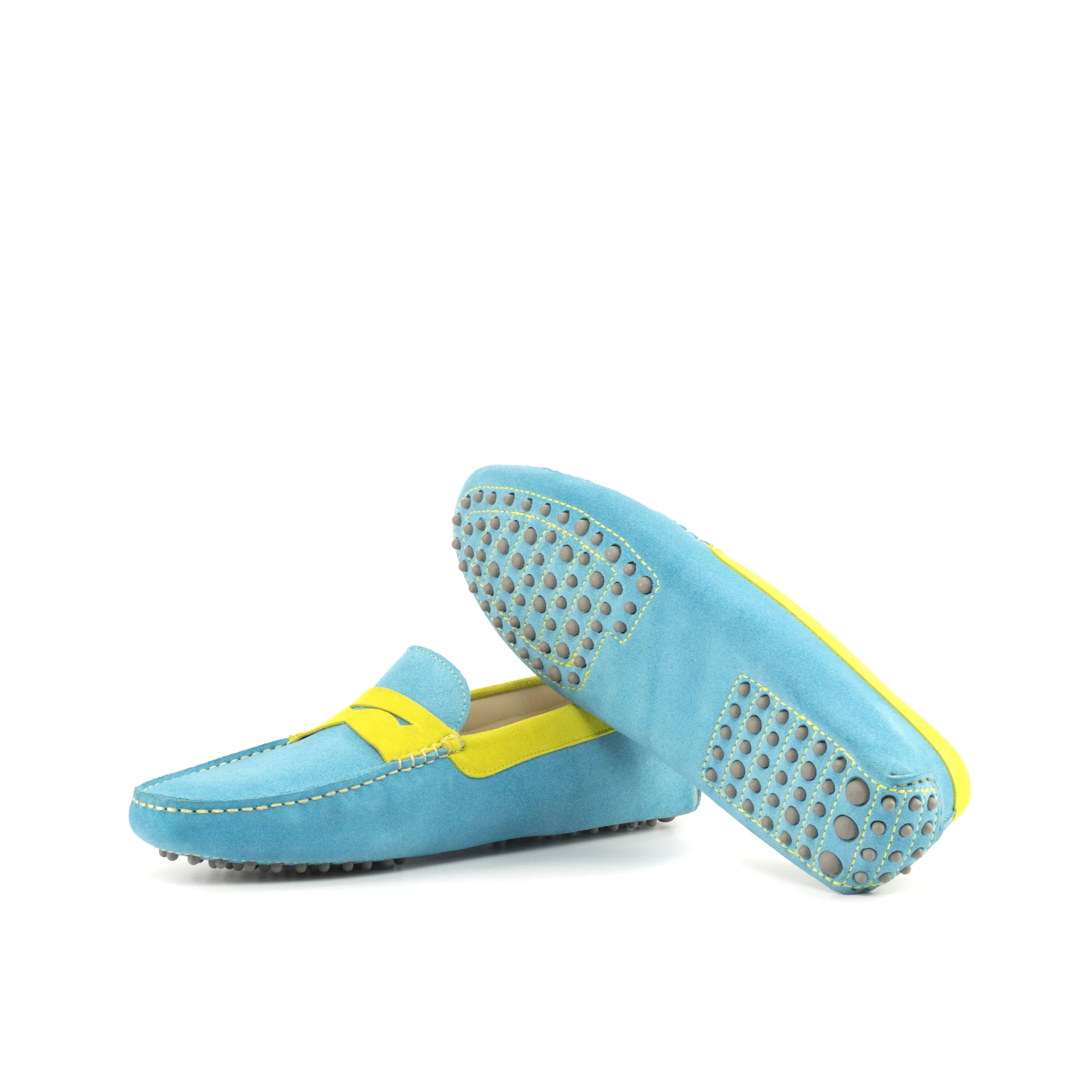 Polaris Driver blue and yellow luxury bespoke shoes for men
