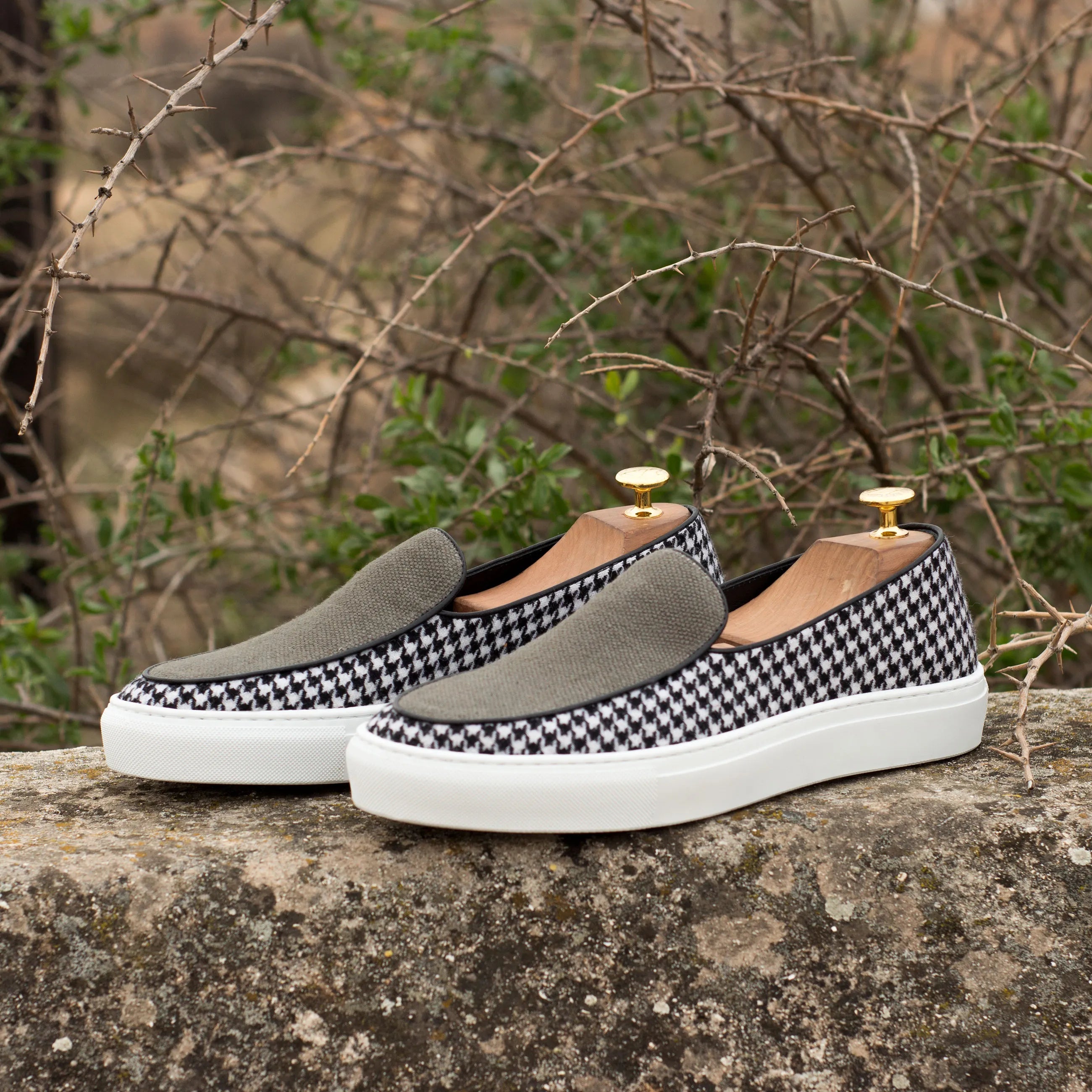 Proctor Belgian sneaker with houndstooth slip-on design