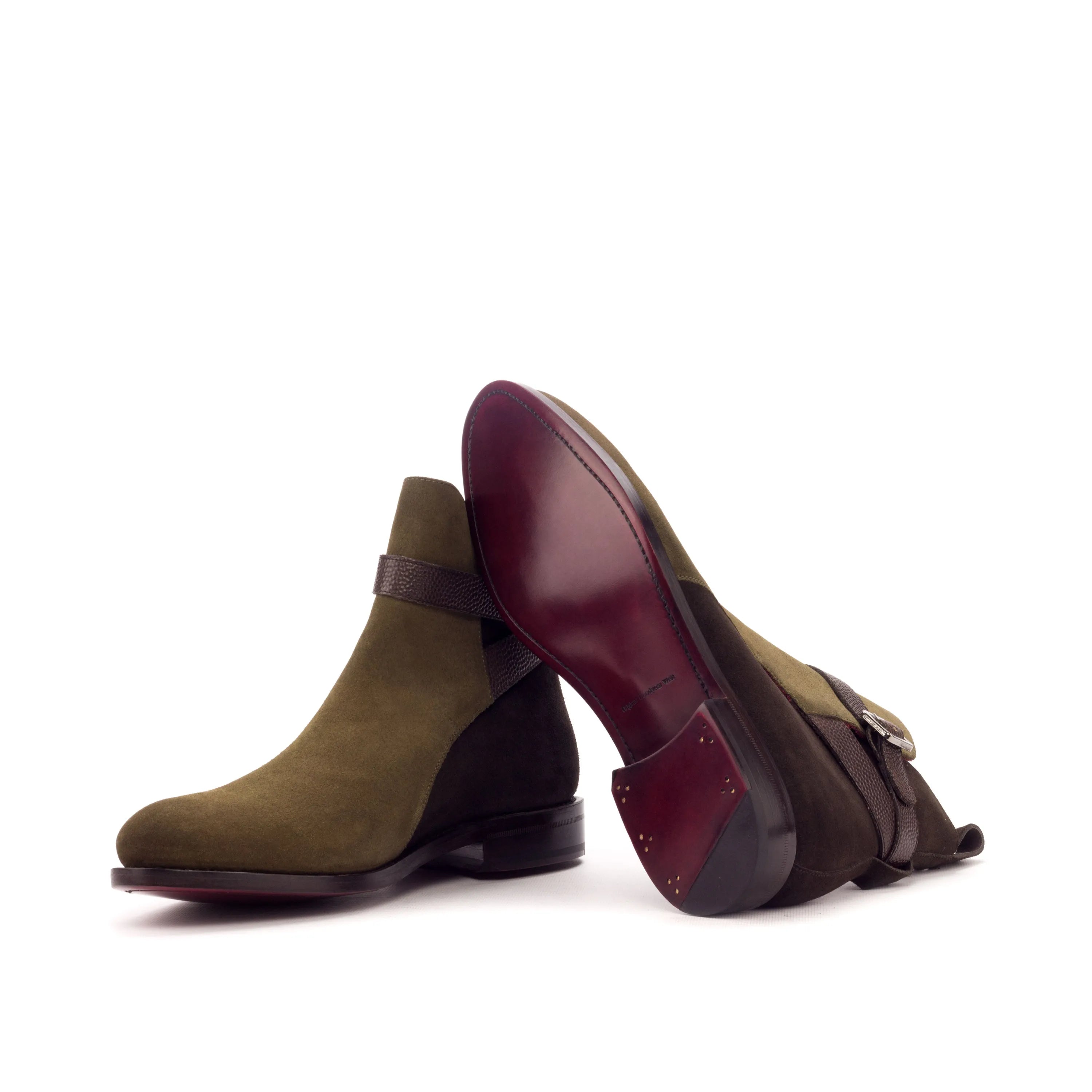 Ronaldo Jodhpur Boots in olive green and brown suede